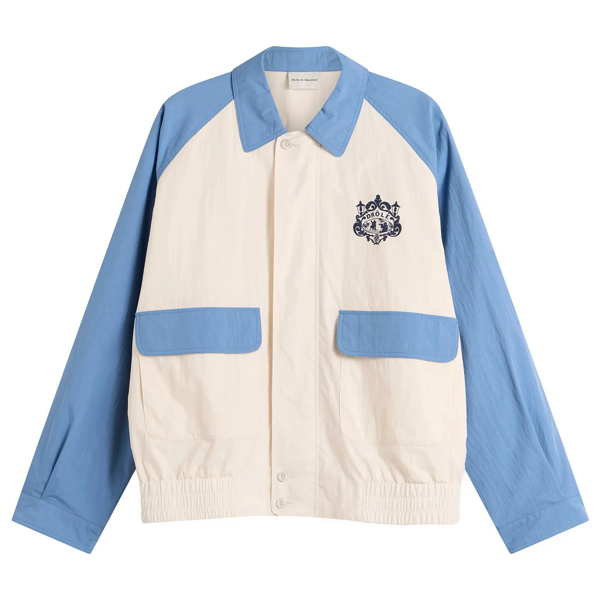 Drôle de Monsieur Men's Sport Nylon Bomber Jacket Off White