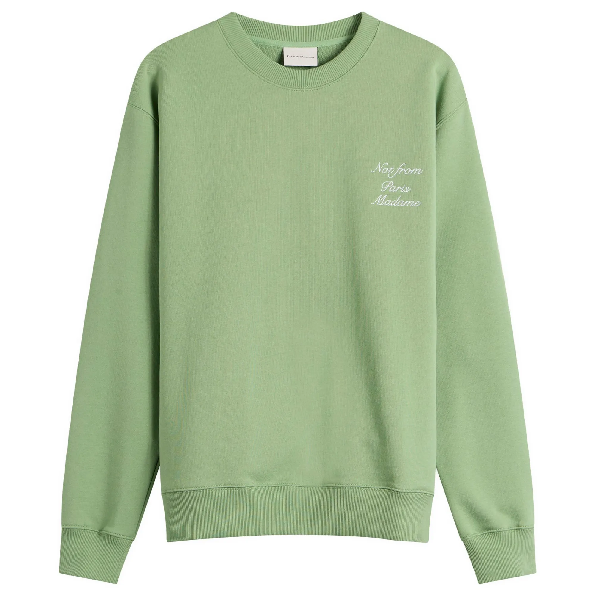 Drôle de Monsieur Men's Sweatshirt Slogan Calligraphy Light Green