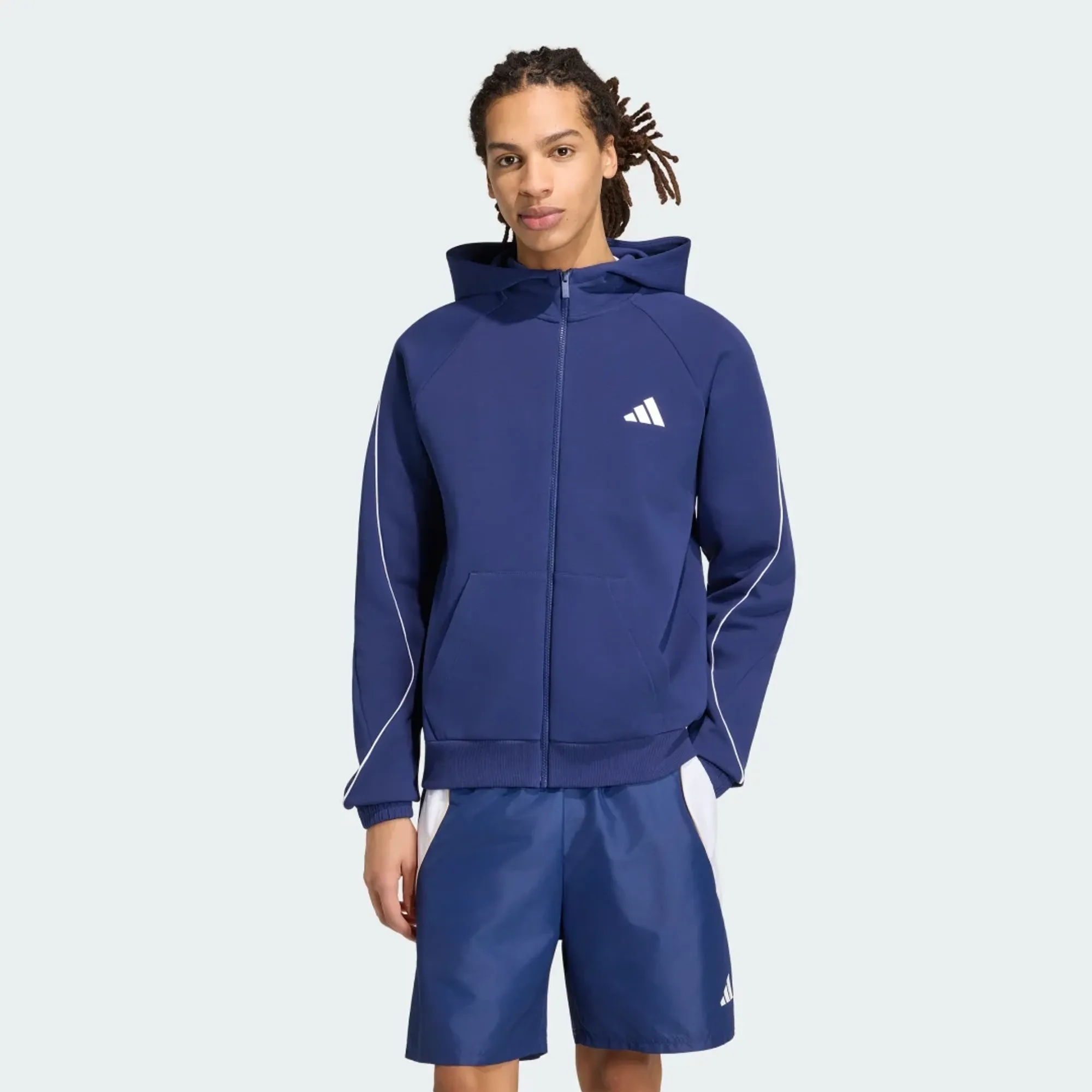adidas STADIUM SMALL LOGO FULL-ZIP HOODIE