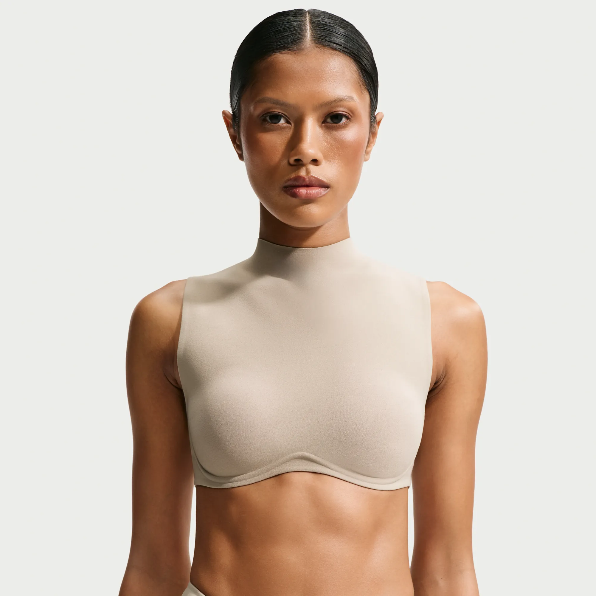 NikeSKIMS Studio Stretch Medium-Support Mock Neck Sports Bra - White