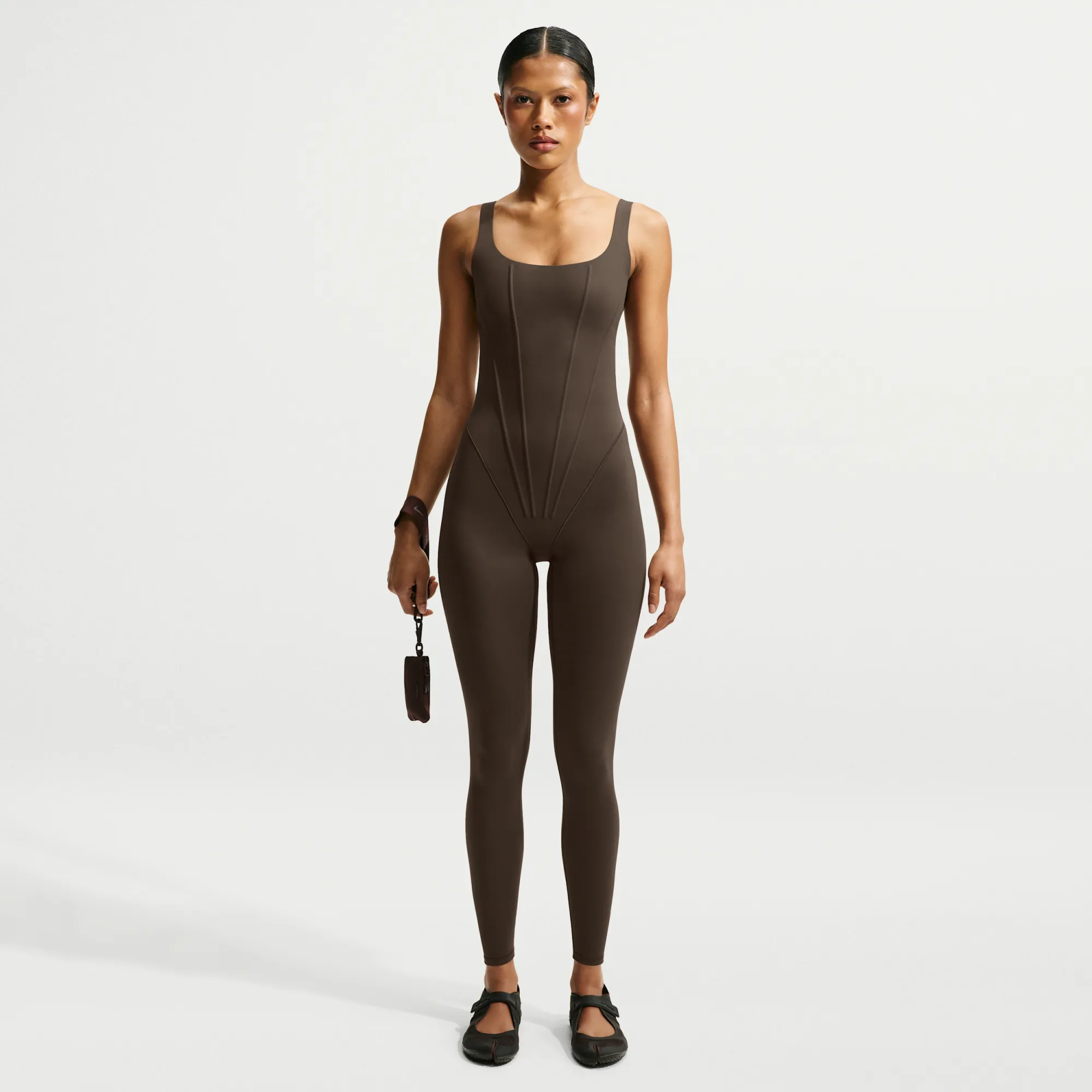 NikeSKIMS Matte Women's Corset 73.5cm Bodysuit - Brown