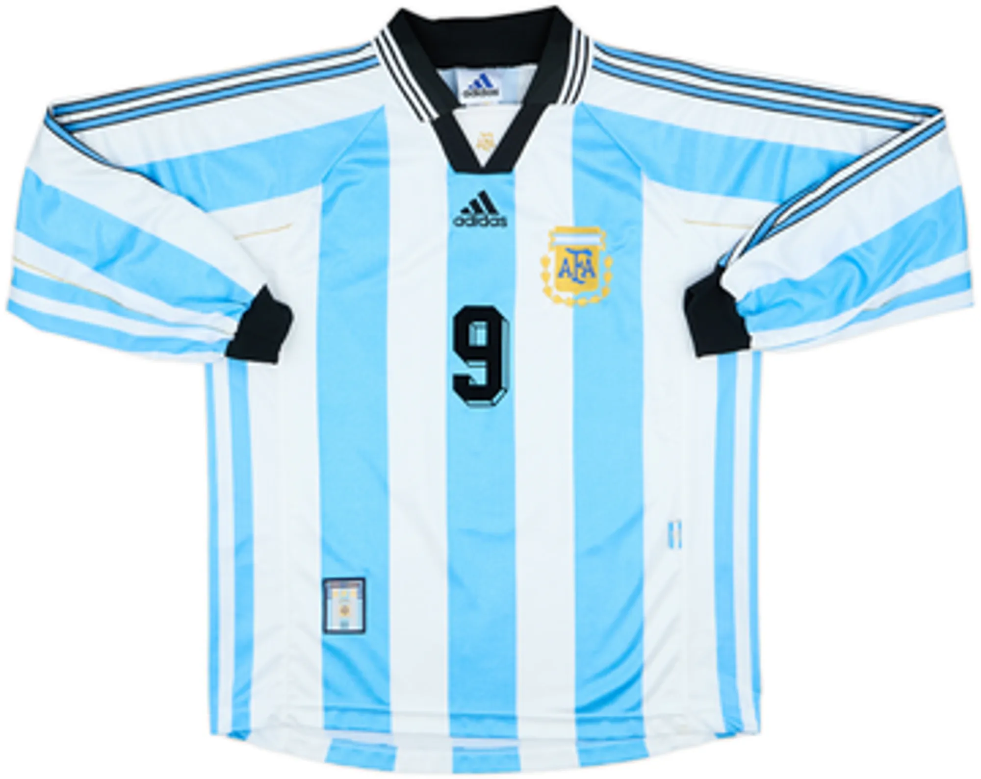 1998-99 Argentina Home L/S Shirt Batistuta #9 - 9/10 - (S)