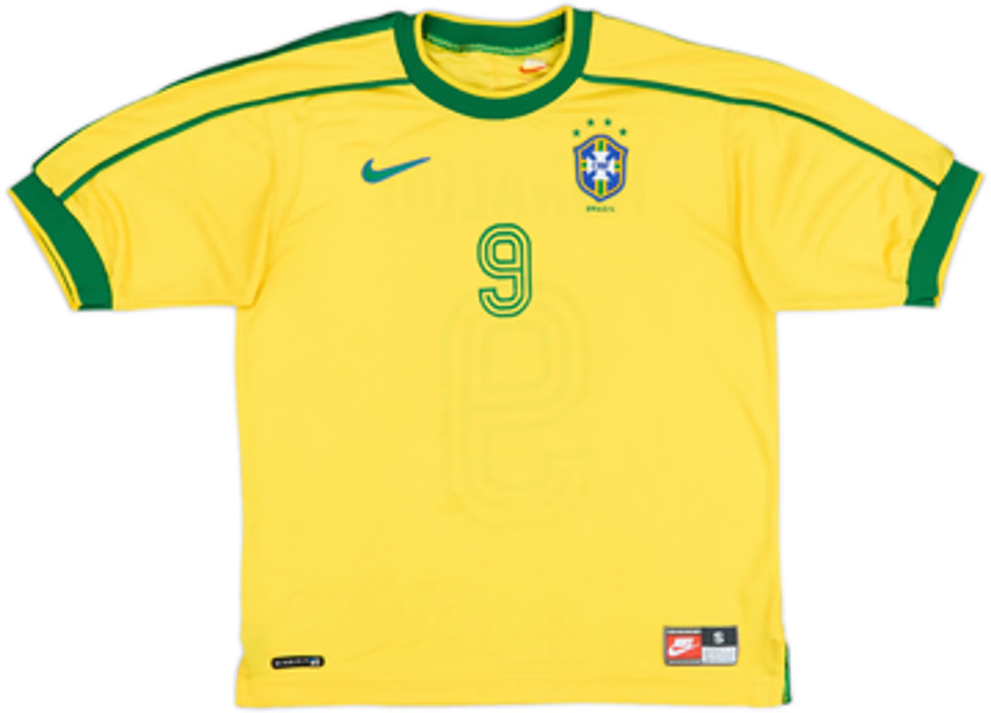 1998-00 Brazil Home Shirt Ronaldo #9 - 9/10 - (L)