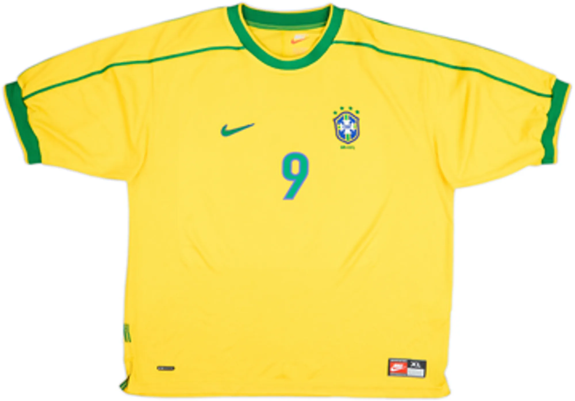 1998-00 Brazil Home Shirt Ronaldo #9 - 10/10 - (L)