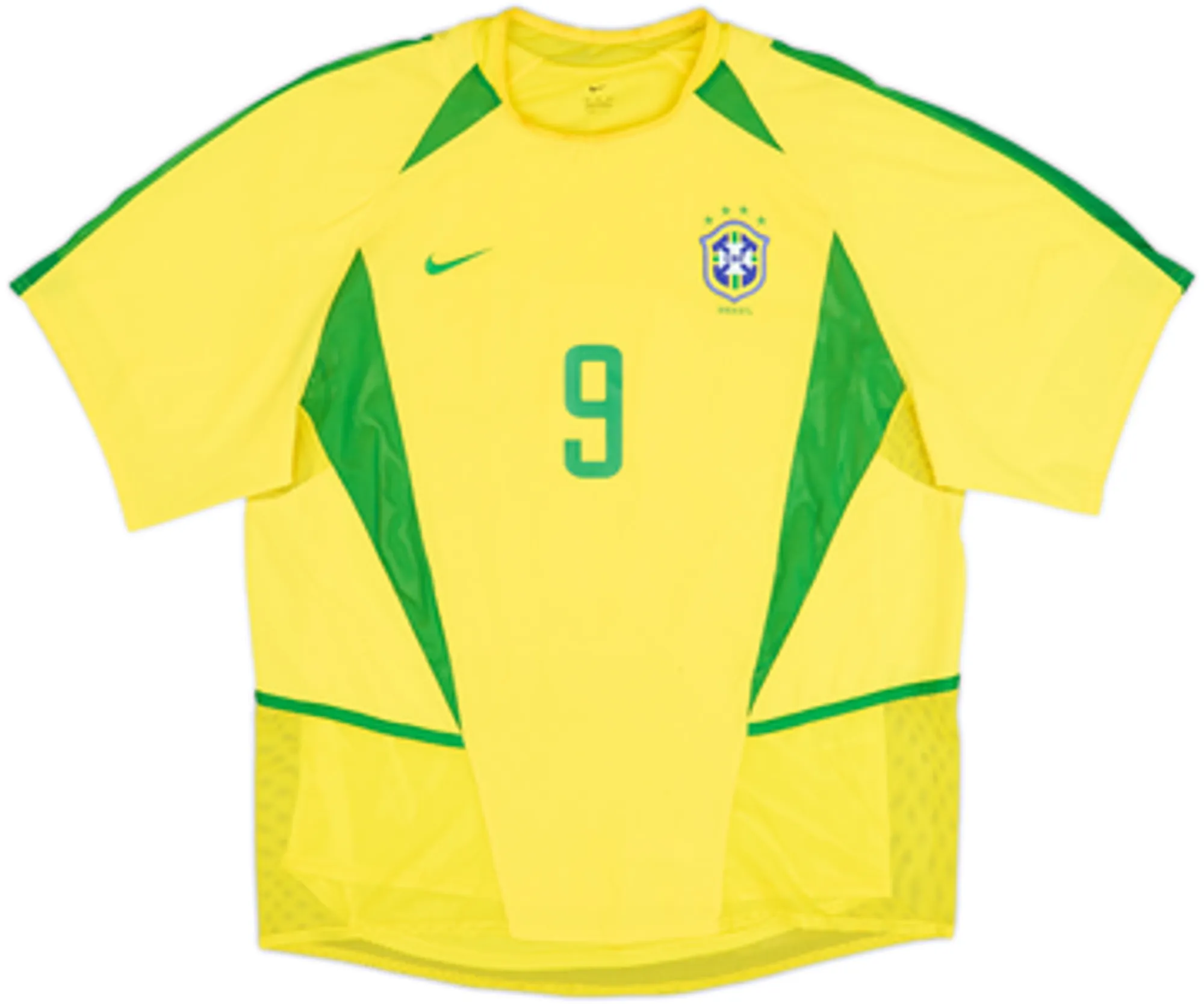2002-04 Brazil Player Issue Home Shirt Ronaldo #9 - 7/10 - (M)