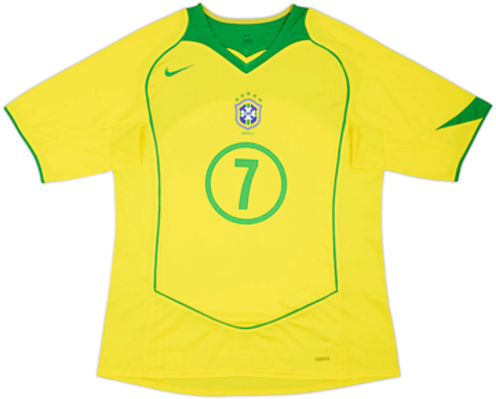 2004-06 Brazil Home Shirt Adriano #7 - 8/10 - (L)