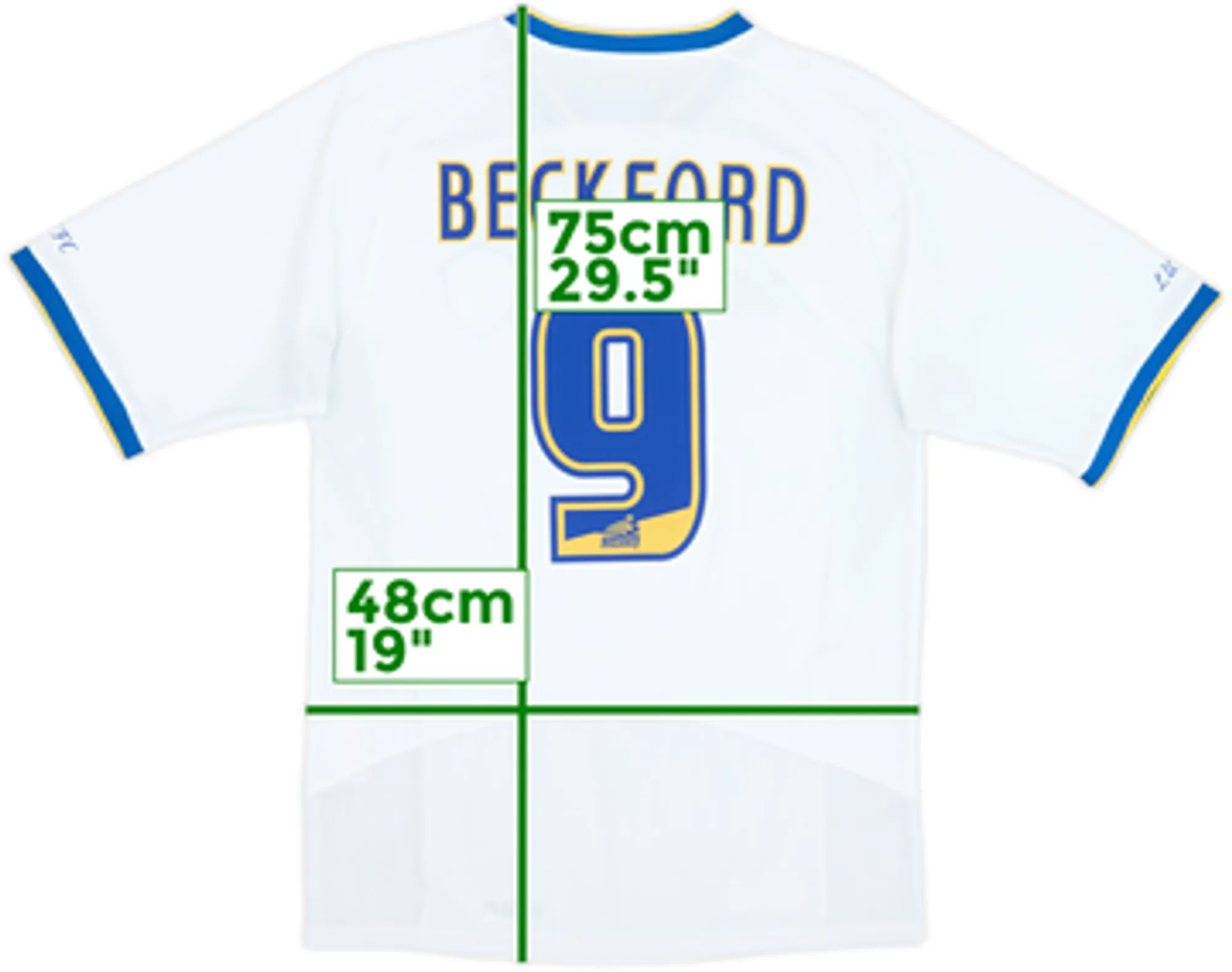 2007-08 Leeds United Home Shirt Beckford #9 - 6/10 - (S)