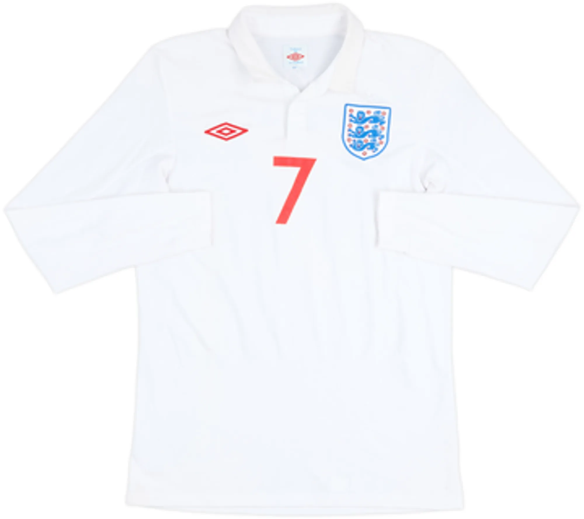 2009-10 England Home L/S Shirt Beckham #7 - 8/10 - (M)