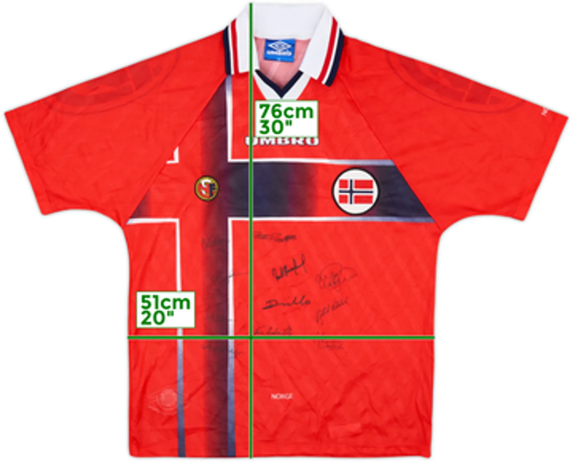 1997-98 Norway 'Signed' Home Shirt - 8/10 - (M)