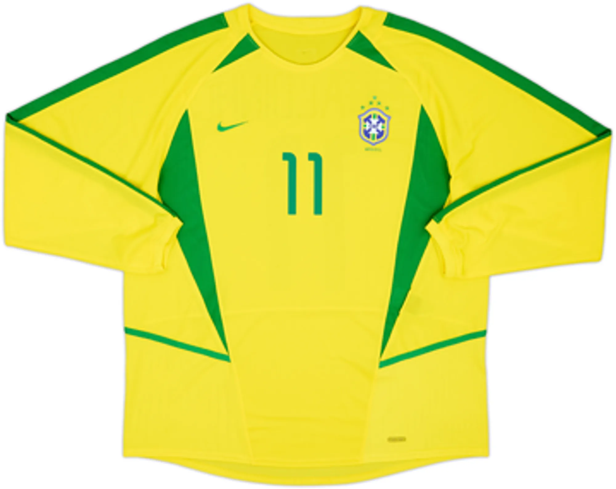 2002-04 Brazil Home L/S Shirt Ronaldinho #11 - 8/10 - (XL)