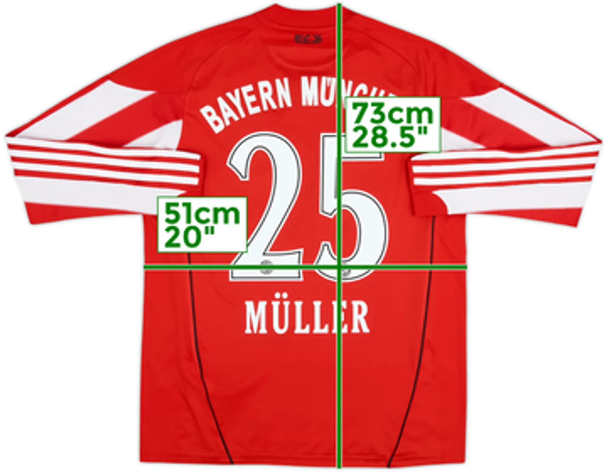 2010-11 Bayern Munich Home L/S Shirt Muller #25 - 6/10 - (XL.Boys)