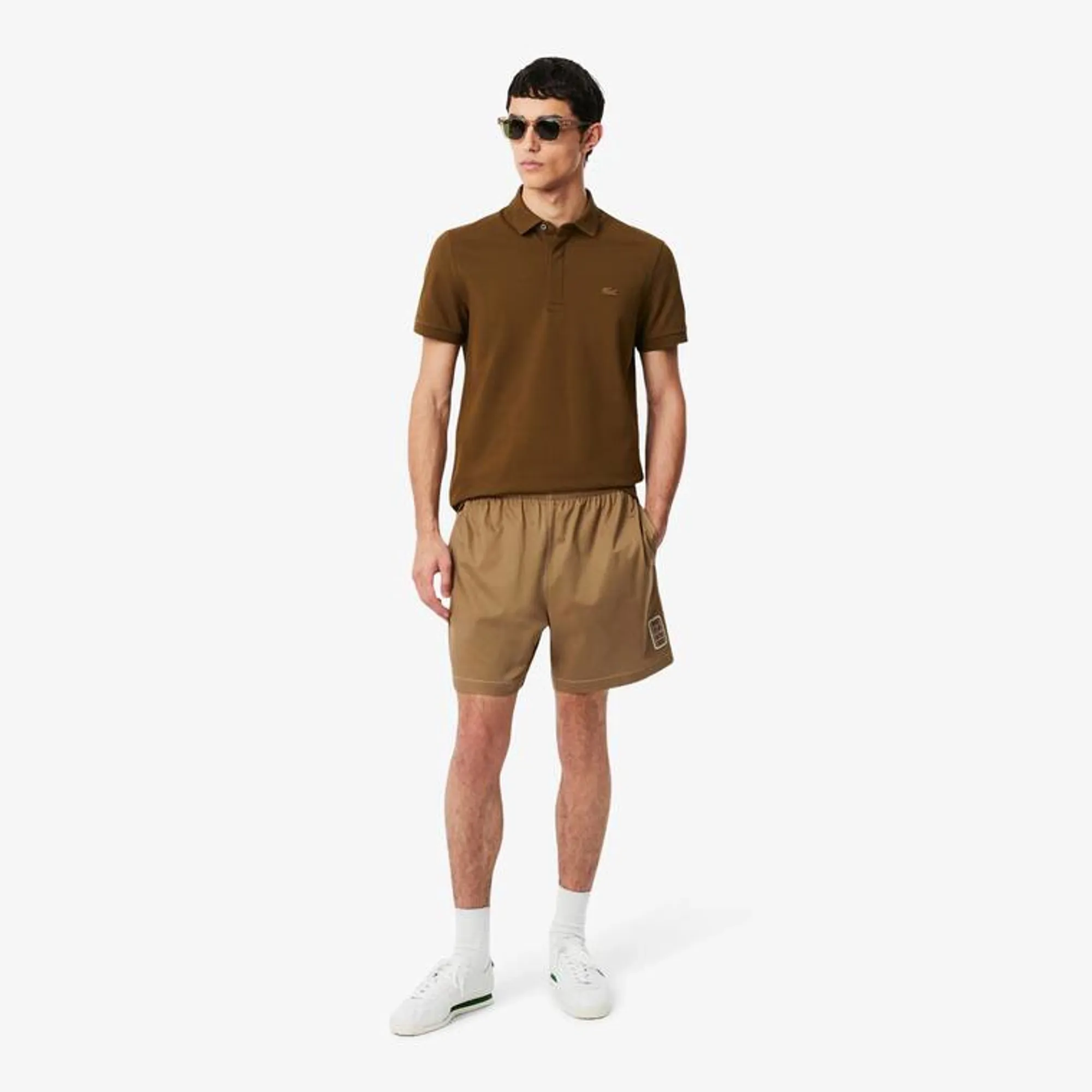 Lacoste Relaxed Fit Cotton Twill Shorts - Brown