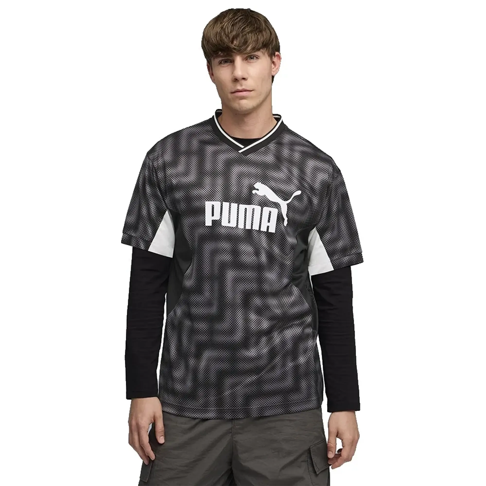 Puma Ess Block Relaxed Fit Short Sleeve V Neck T-shirt