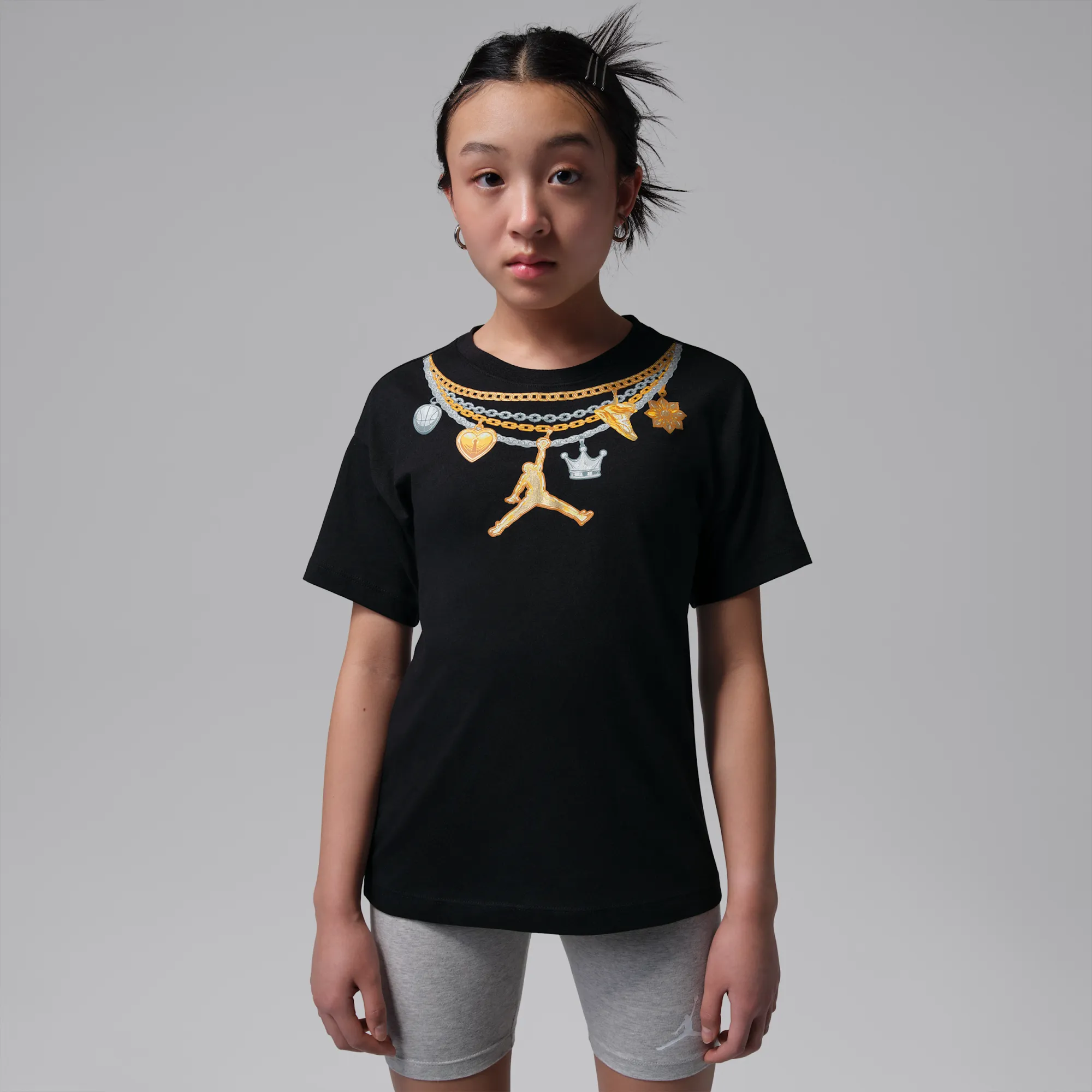 Nike Jordan Older Kids' Charm Necklace T-Shirt - Black