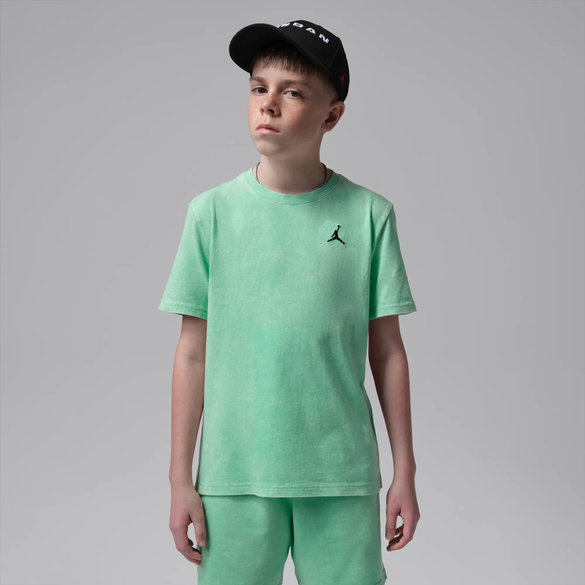 Nike Jordan Older Kids' Air Embroidered Acid Wash T-Shirt - Green