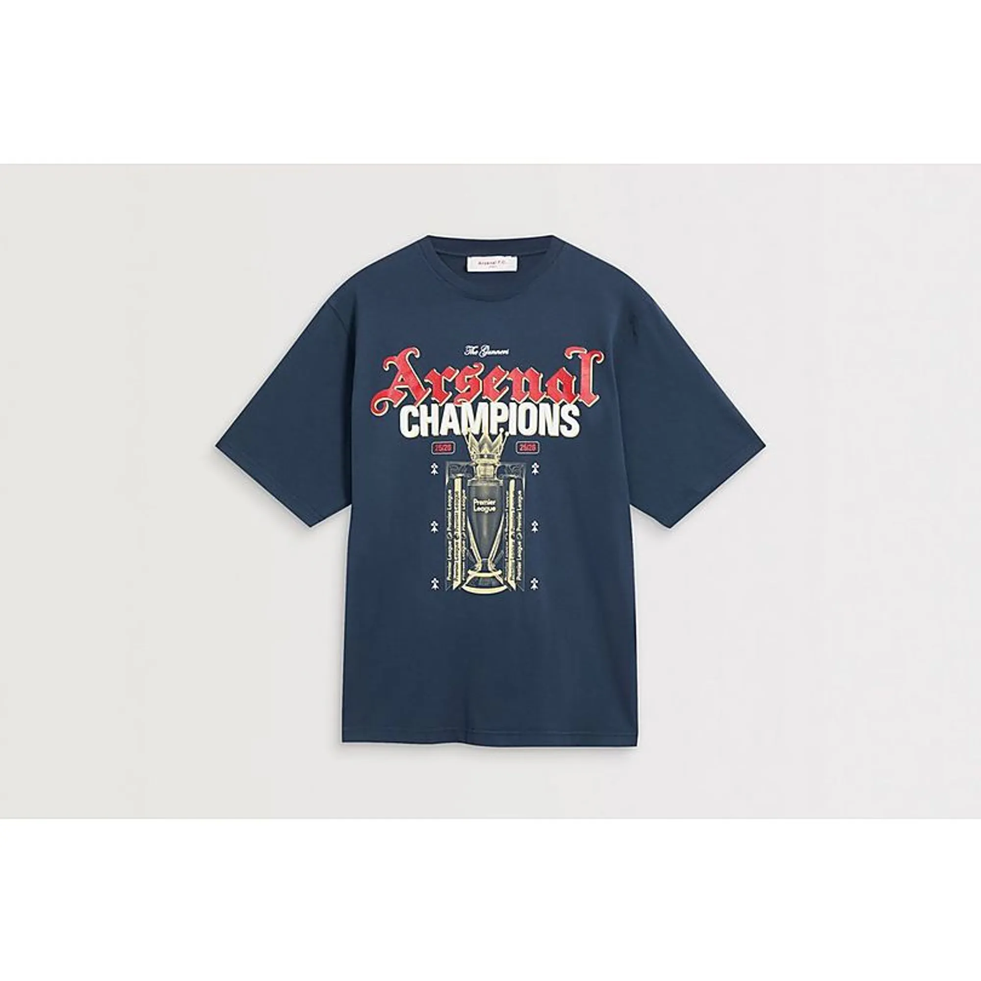 Arsenal Premier League Champions 25/26 Navy Crew T-Shirt, Blue