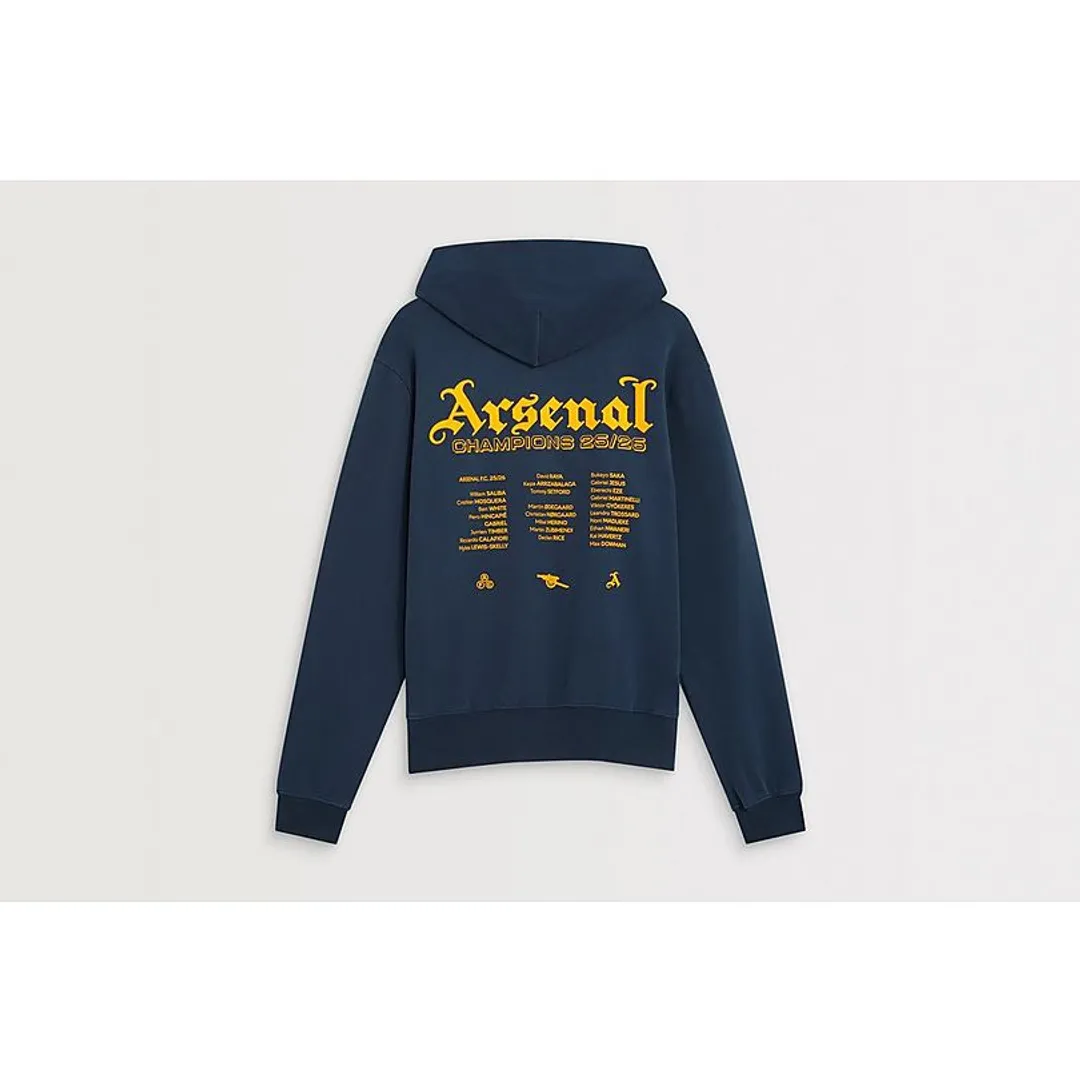 Arsenal Champions Squad 25/26 Navy Hoodie, Blue | U074394 | FOOTY.COM