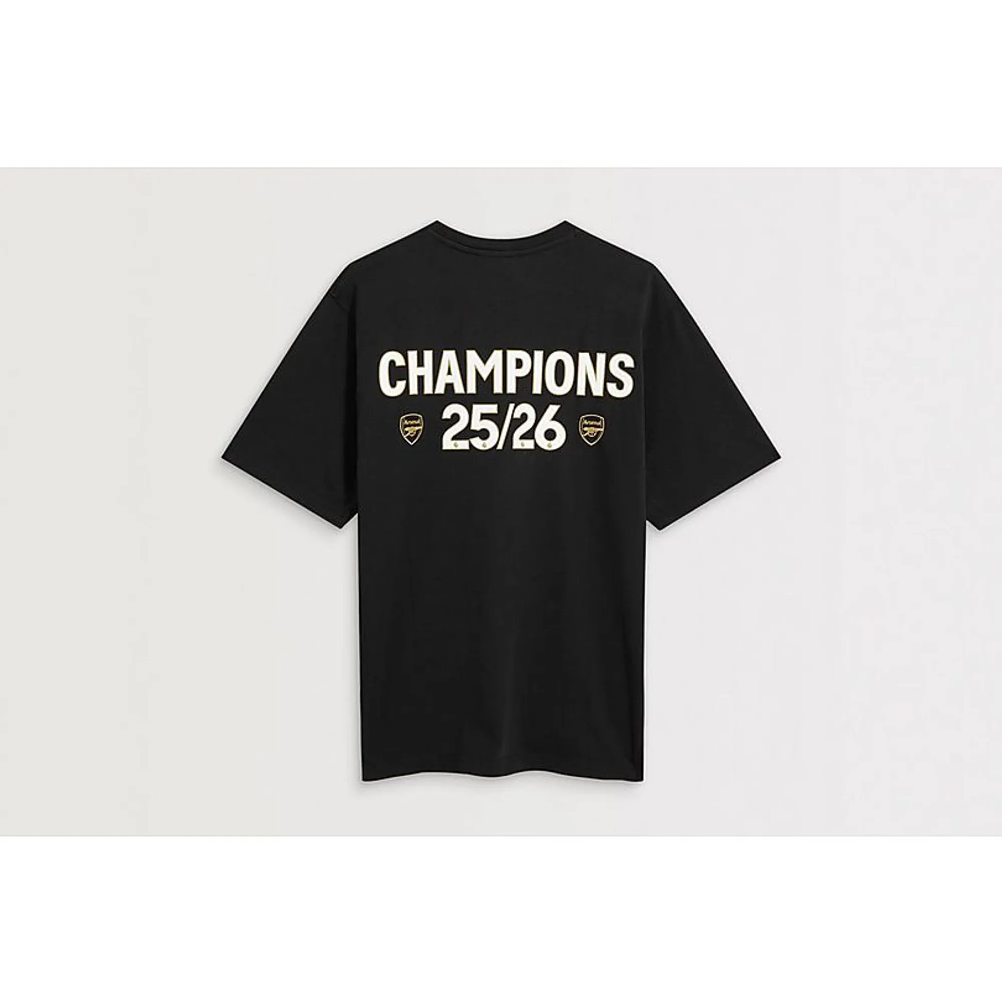Arsenal Champions 25/26 Black Crew T-Shirt, Black