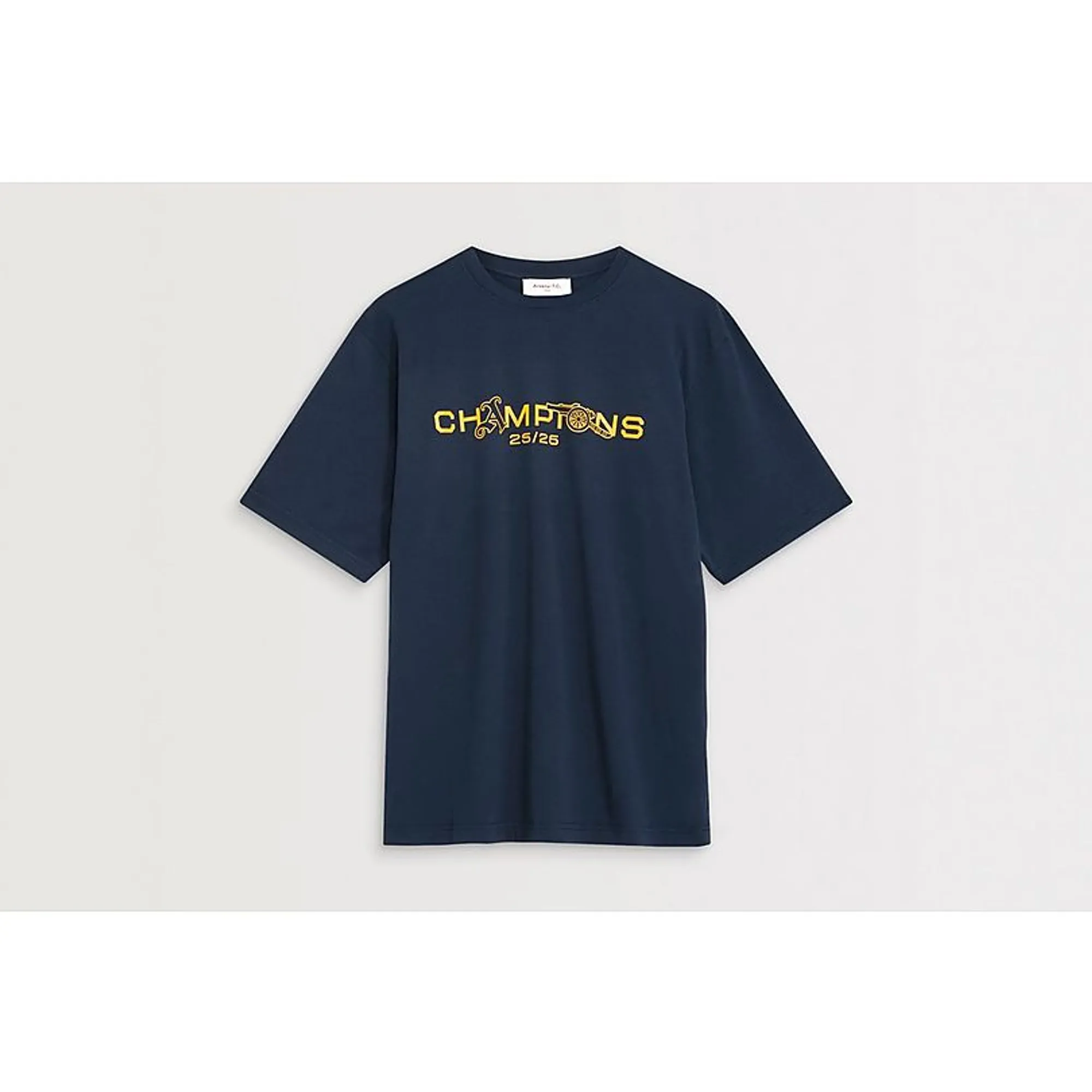 Arsenal Champions Squad 25/26 Navy Crew T-Shirt, Blue
