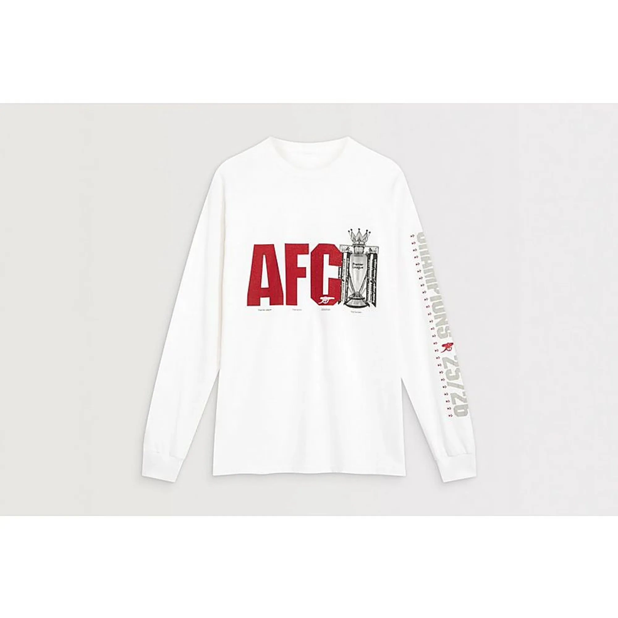 Arsenal AFC Champions 25/26 White Long Sleeved T-Shirt, White