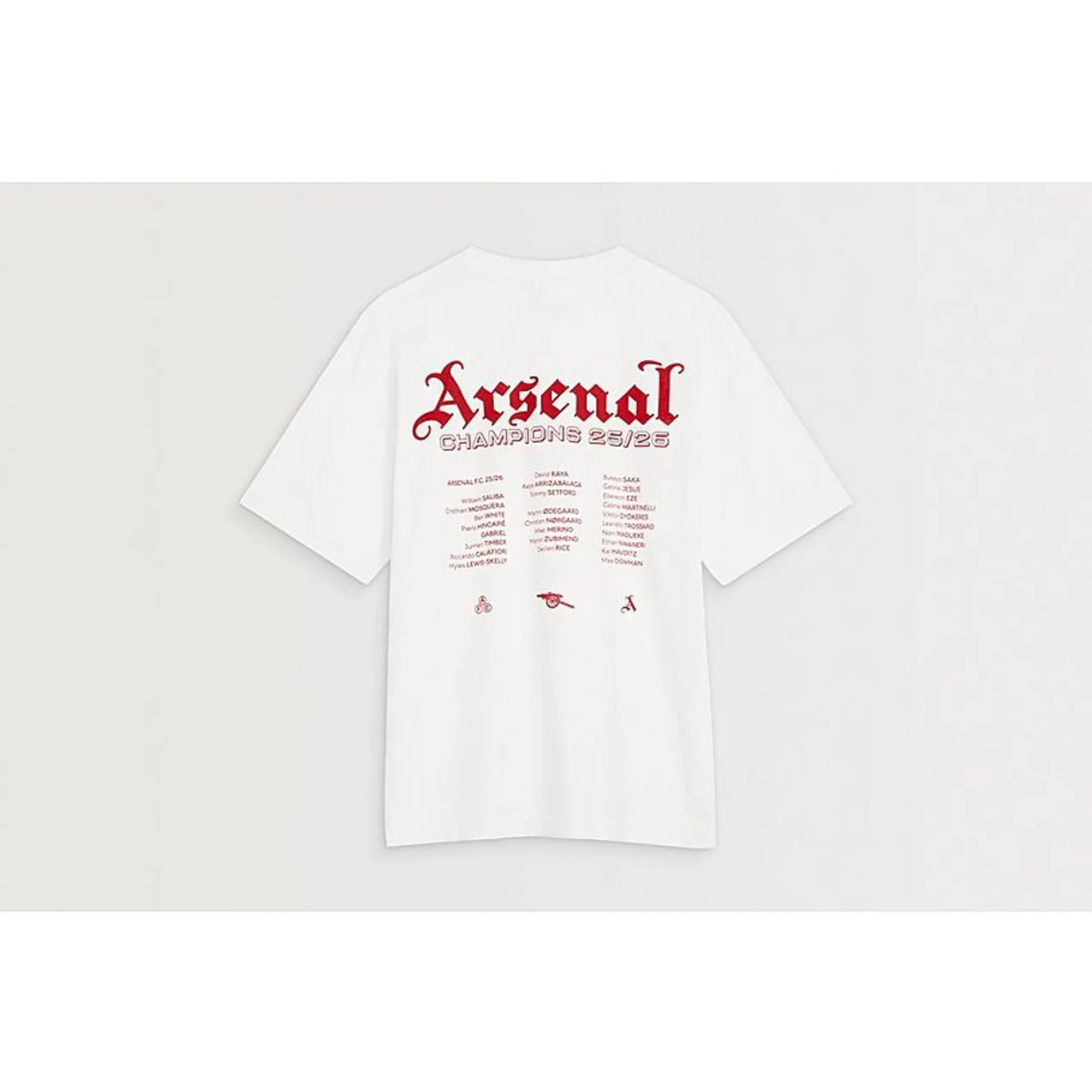 Arsenal Champions Squad 25/26 White Crew T-Shirt, White
