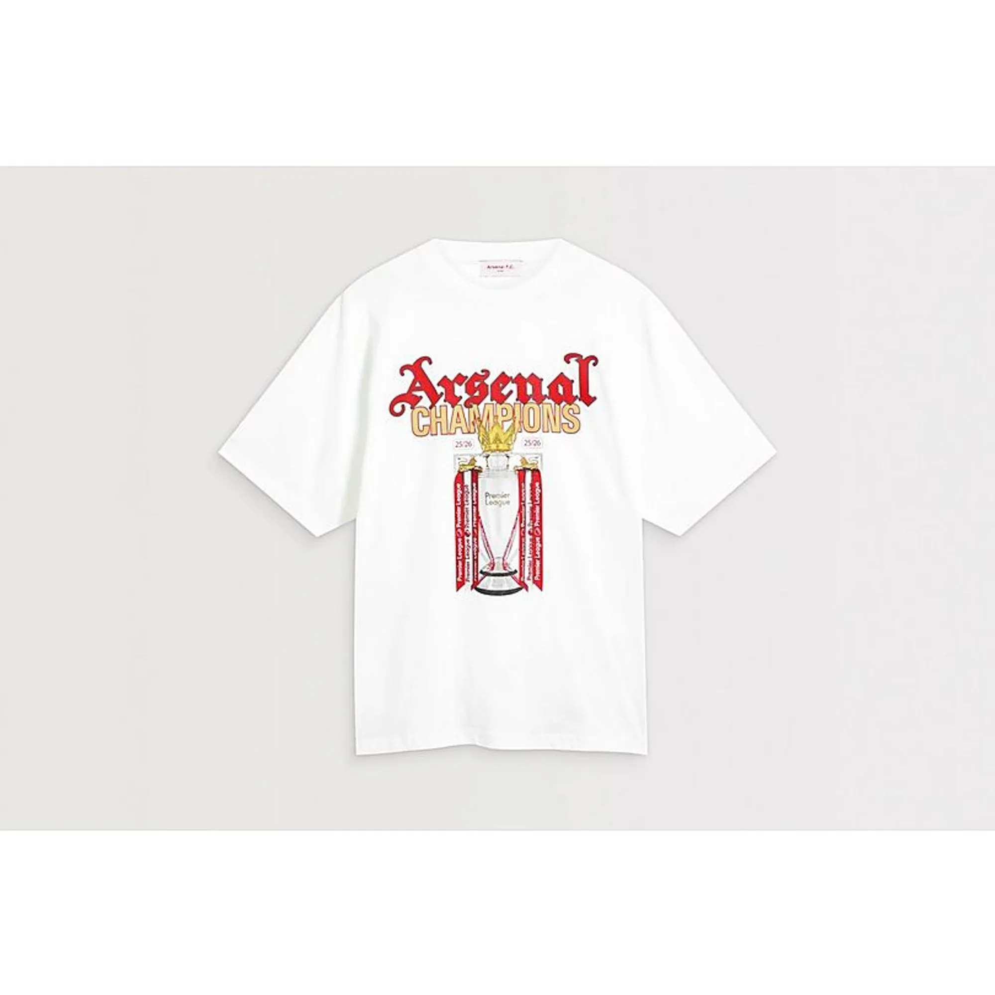 Arsenal Premier League Champions 25/26 White Crew T-Shirt, White