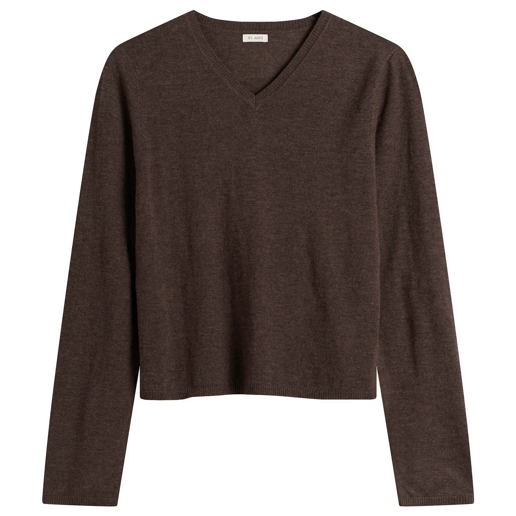 ST. Agni Women's Fine Merino V Neck Sweater Mulch