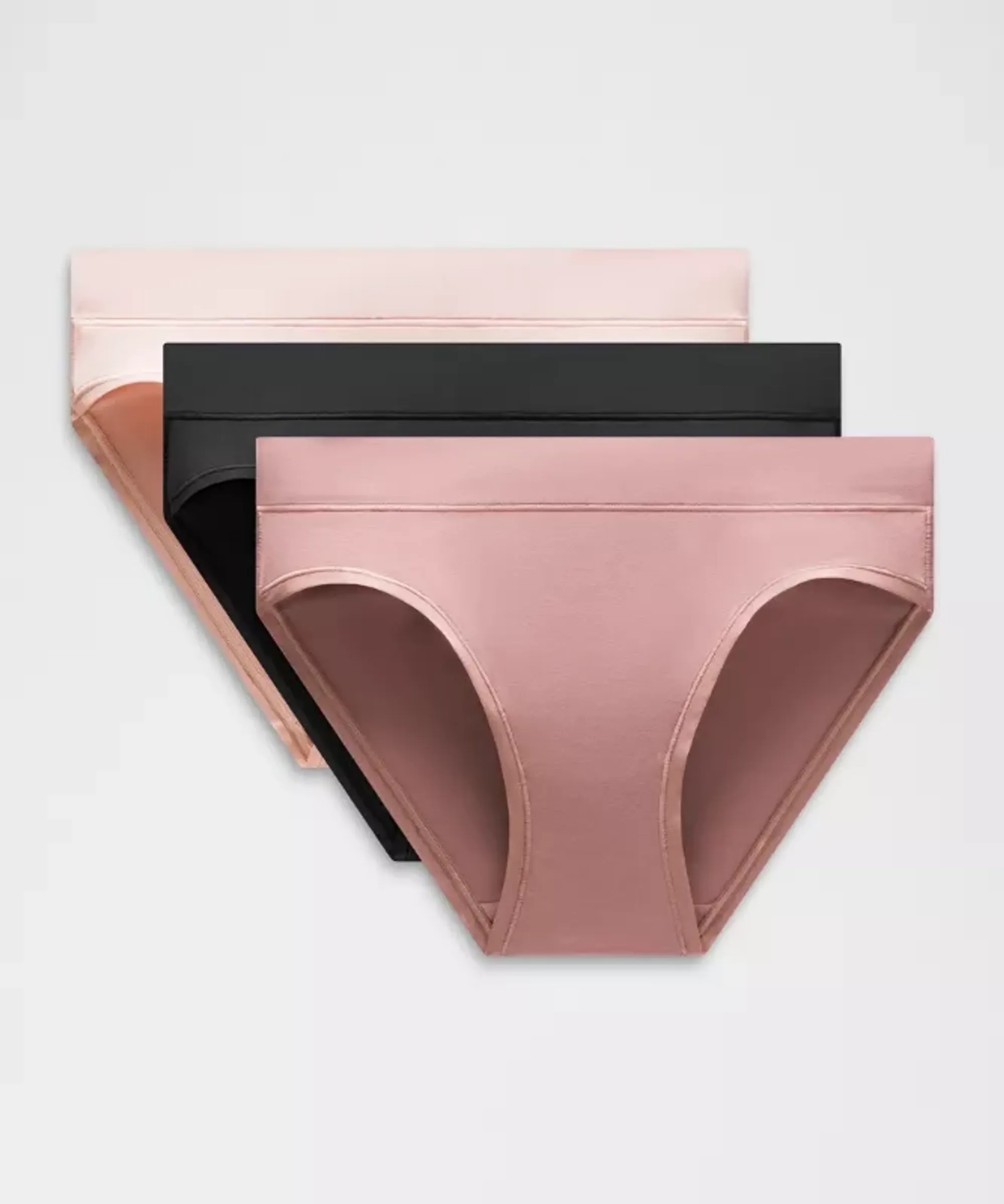 lululemon – Women's UnderEase Mid-Rise Bikini Underwear 3 Pack – Color Black/Pink – Size XL