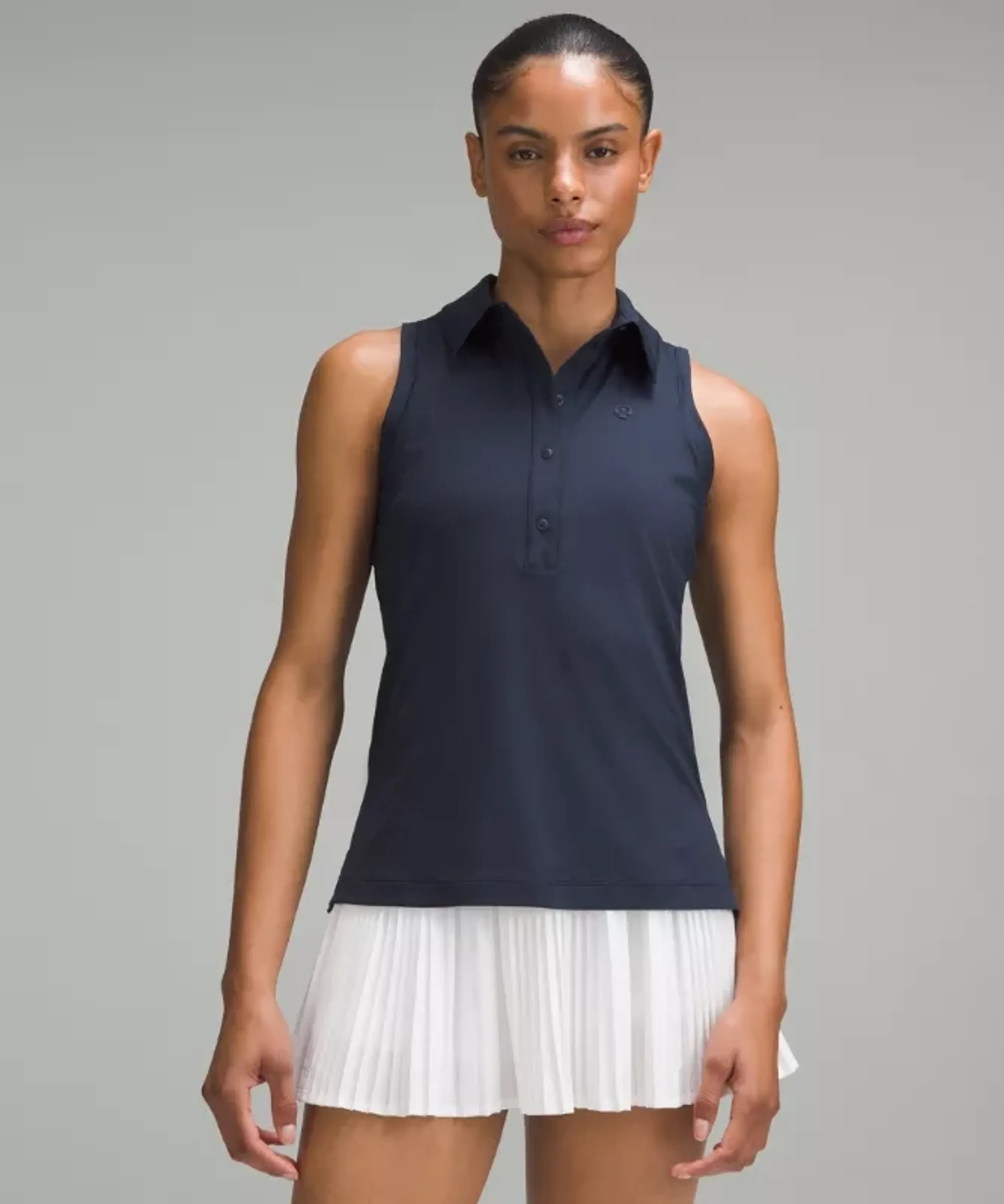 lululemon – Women's Quick-Dry Sleeveless Polo Shirt Straight Hem Logo – Color Blue – Size 0