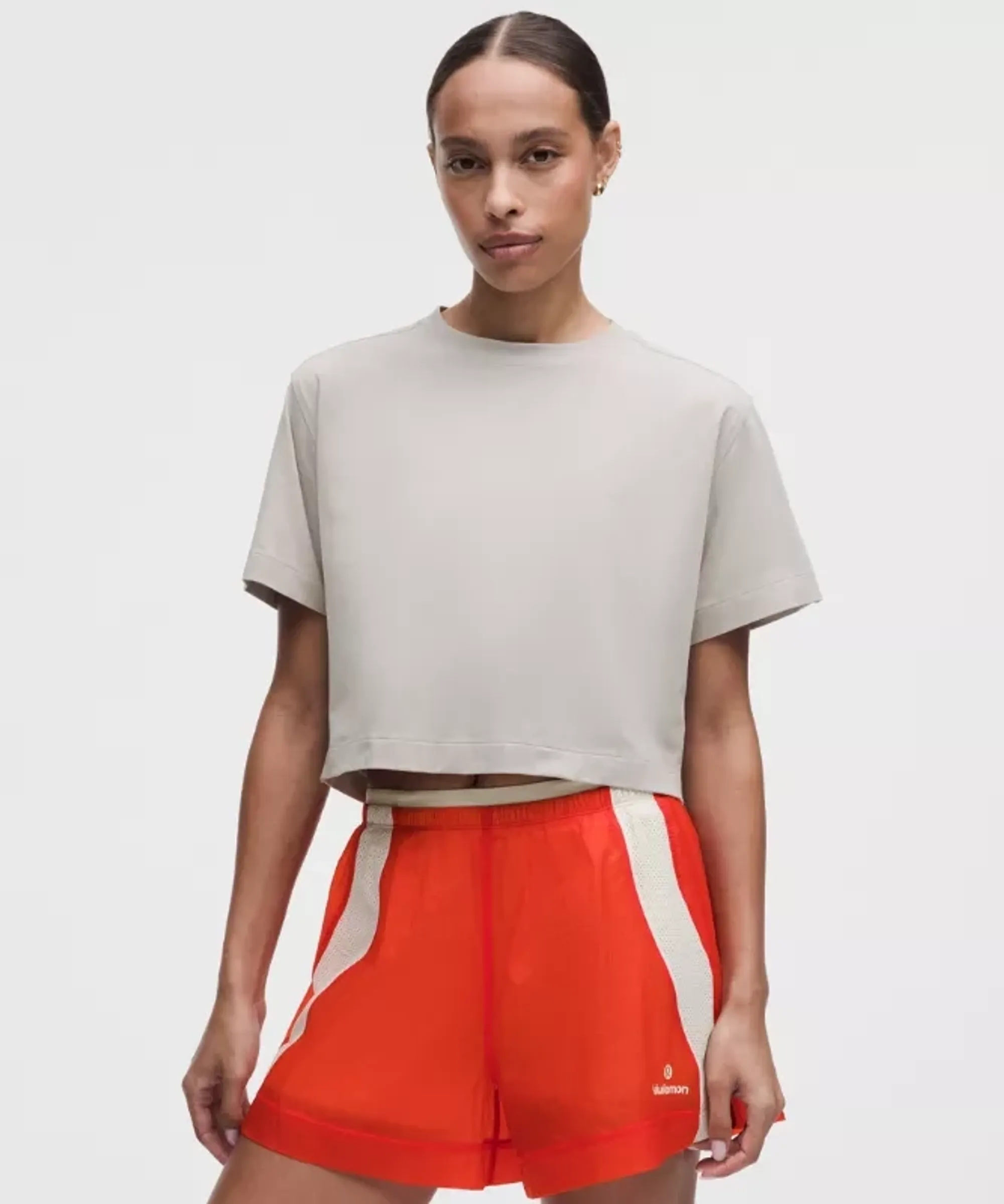 lululemon – Women's All Yours Organic Cropped T-Shirt – Color Khaki – Size XS