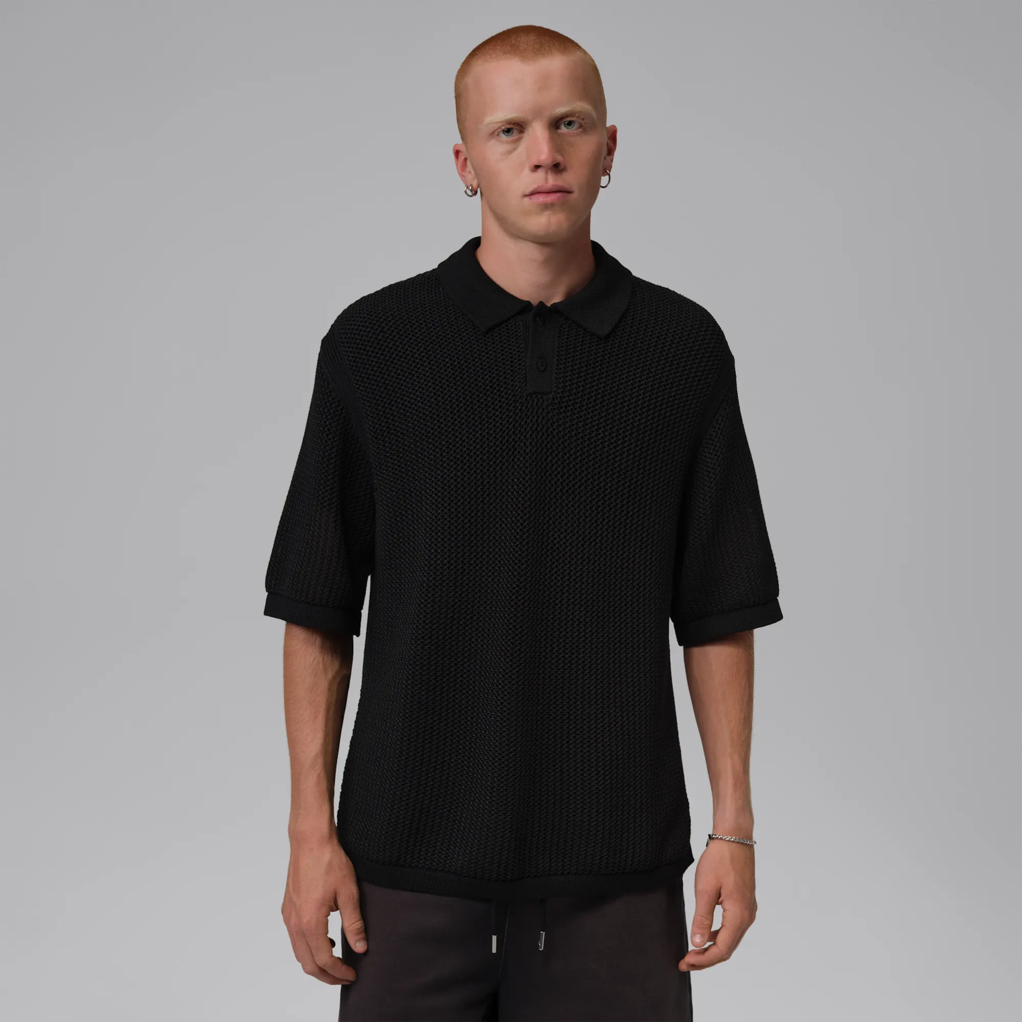 Nike Jordan Flight Men's Short-Sleeve Knit Polo - Black - Polyester