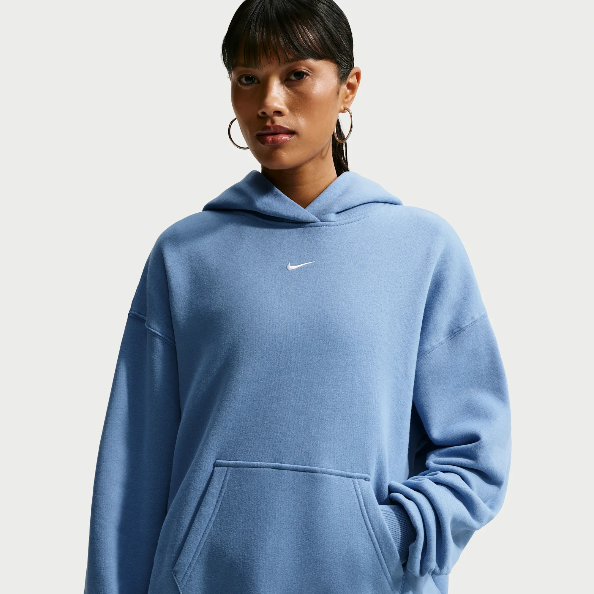 Nike Studio Medium Weight Oversized Pullover Hoodie - Blue - Fleece