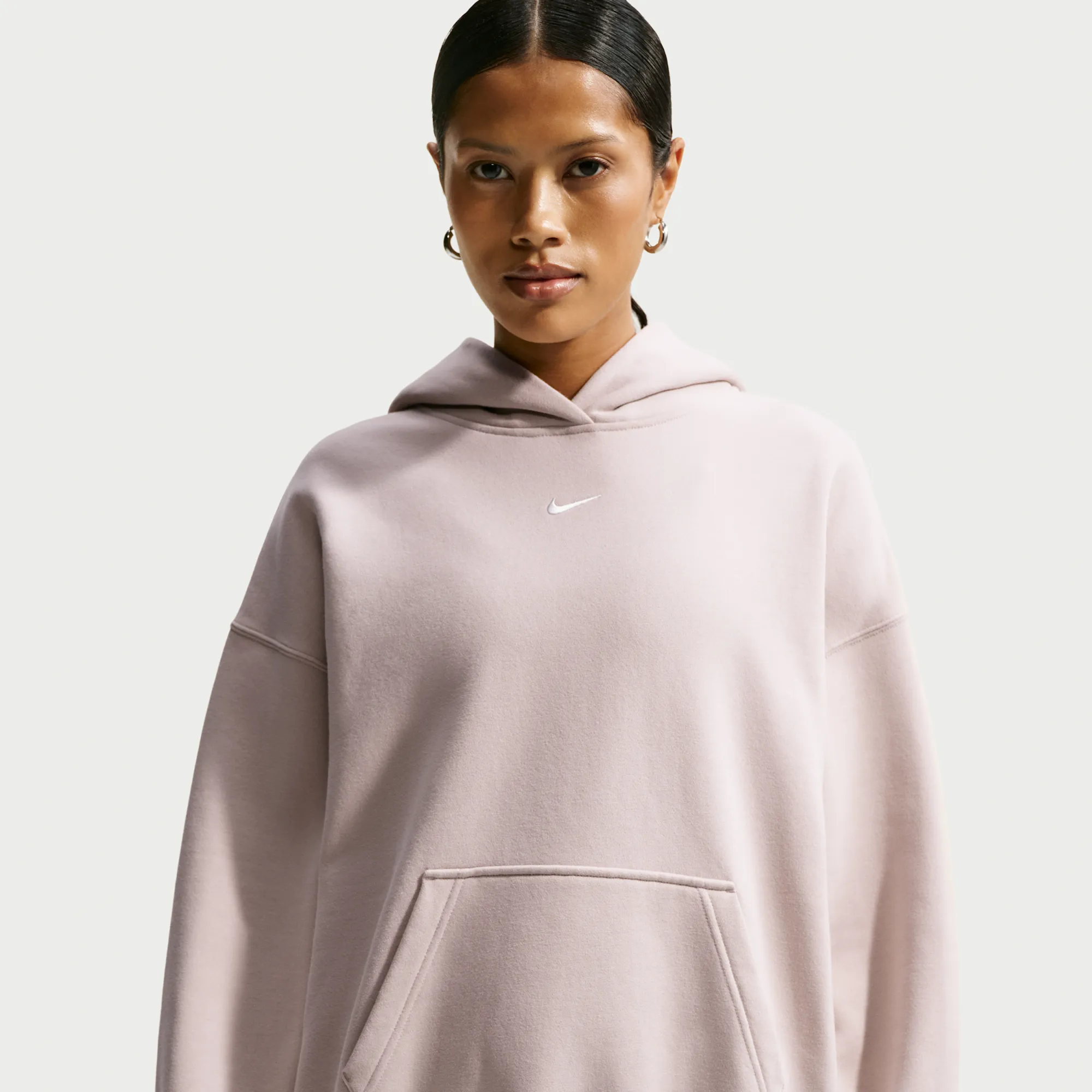 Nike Studio Medium Weight Oversized Pullover Hoodie - Brown - Fleece