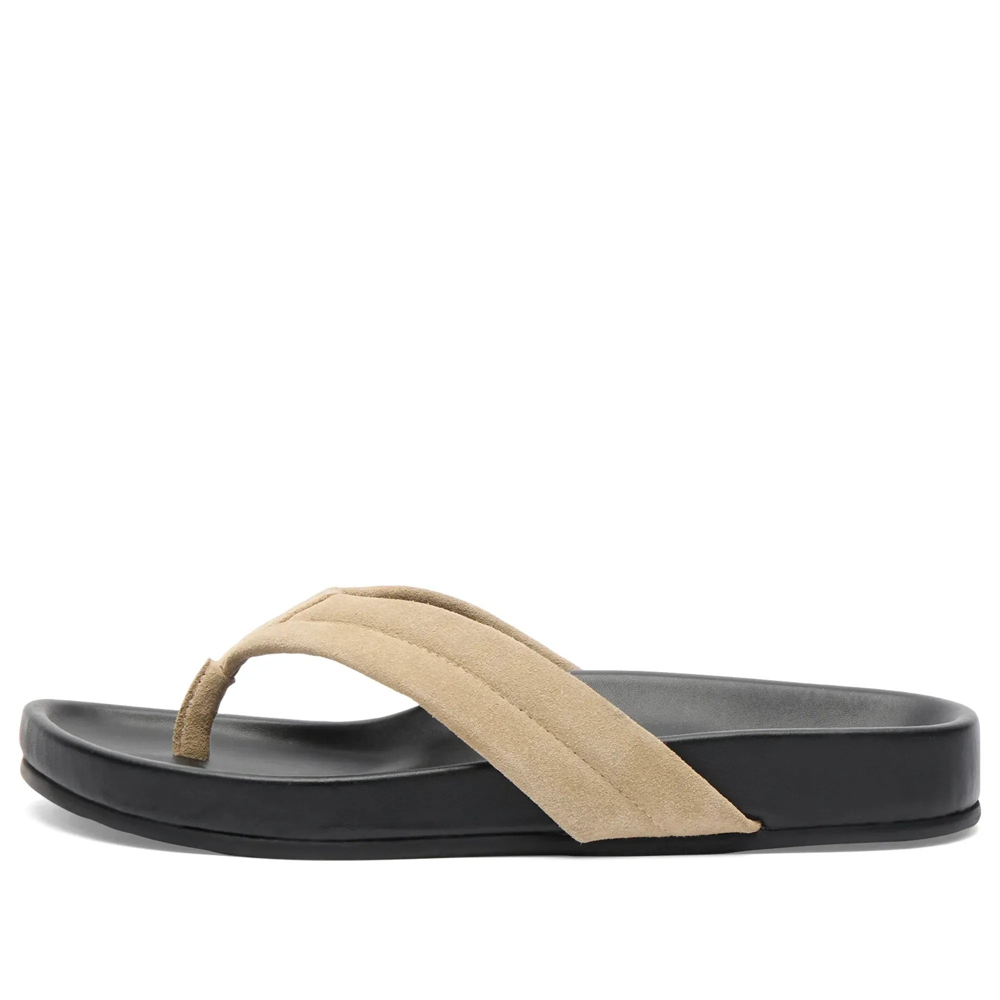 ST. Agni Women's Suede Stitch Detail Thong Slide Rock