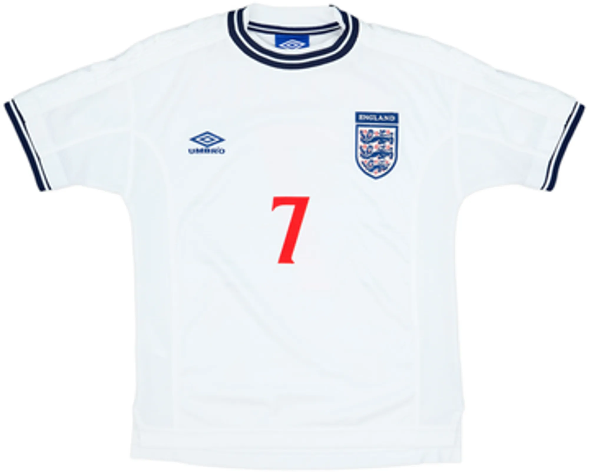 1999-01 England Home Shirt Beckham #7 - 9/10 - (XL.Boys)