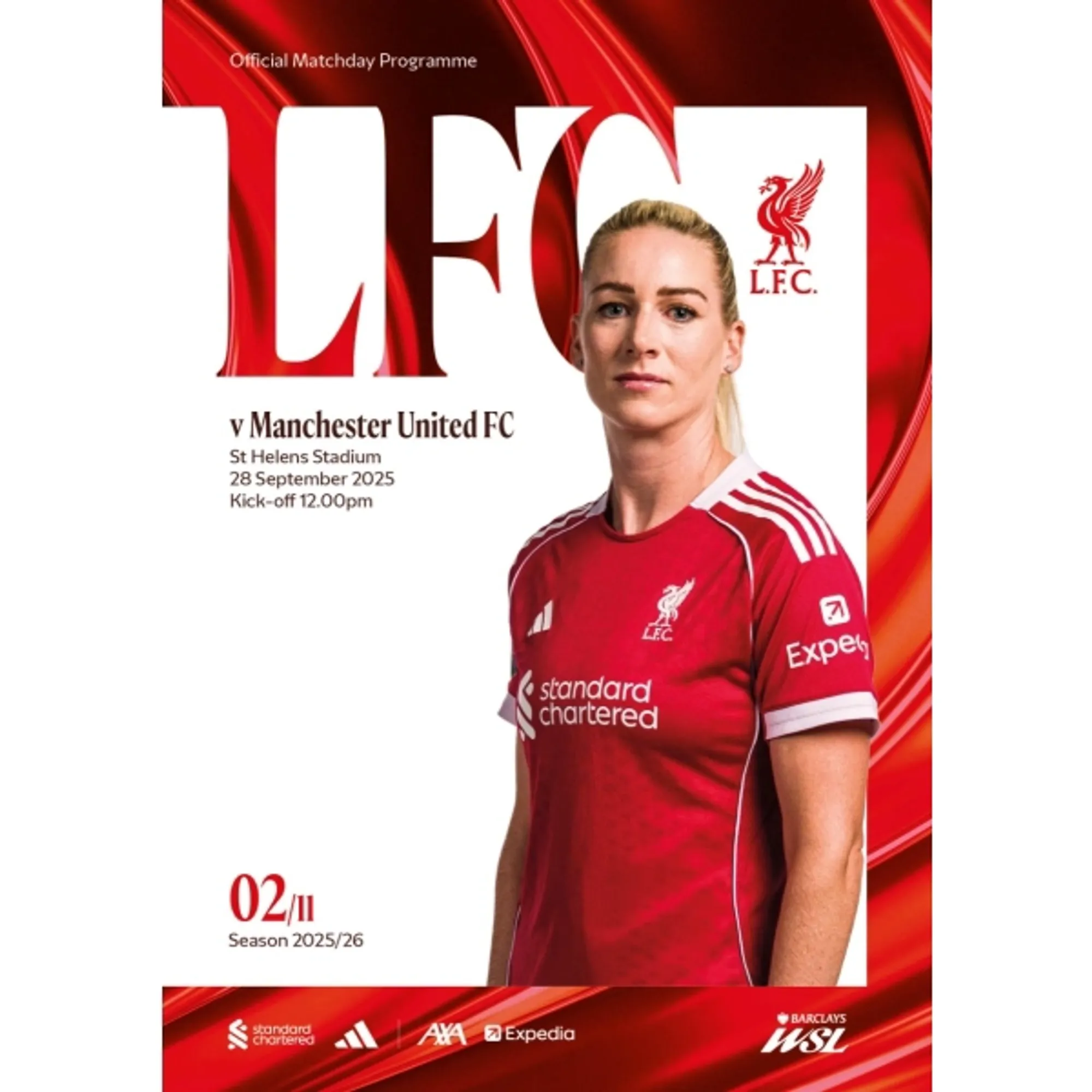 Matchday Programme - LFC Womens Vs Man Utd Womens - 28/09/2025