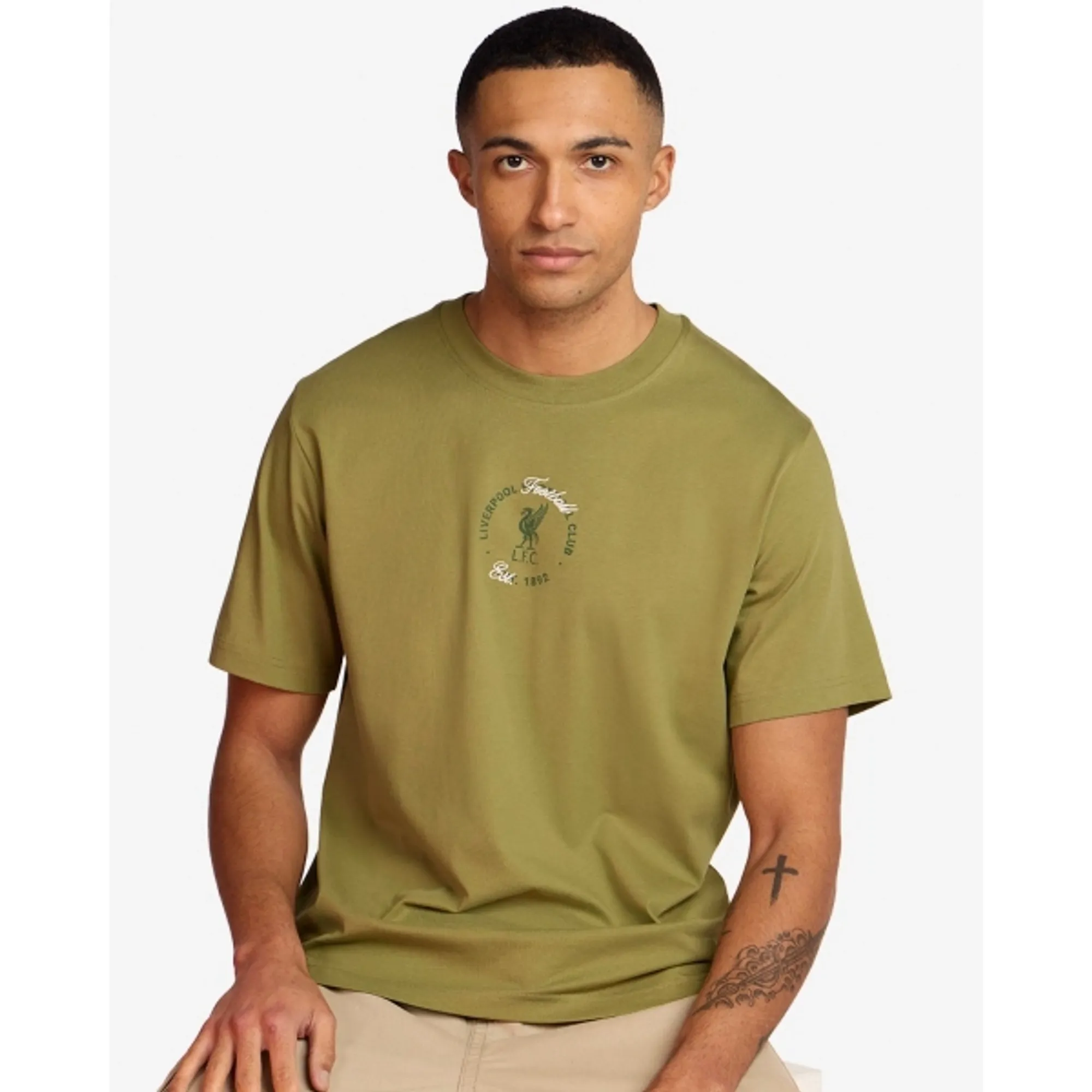 LFC Mens Liverbird Tee Khaki