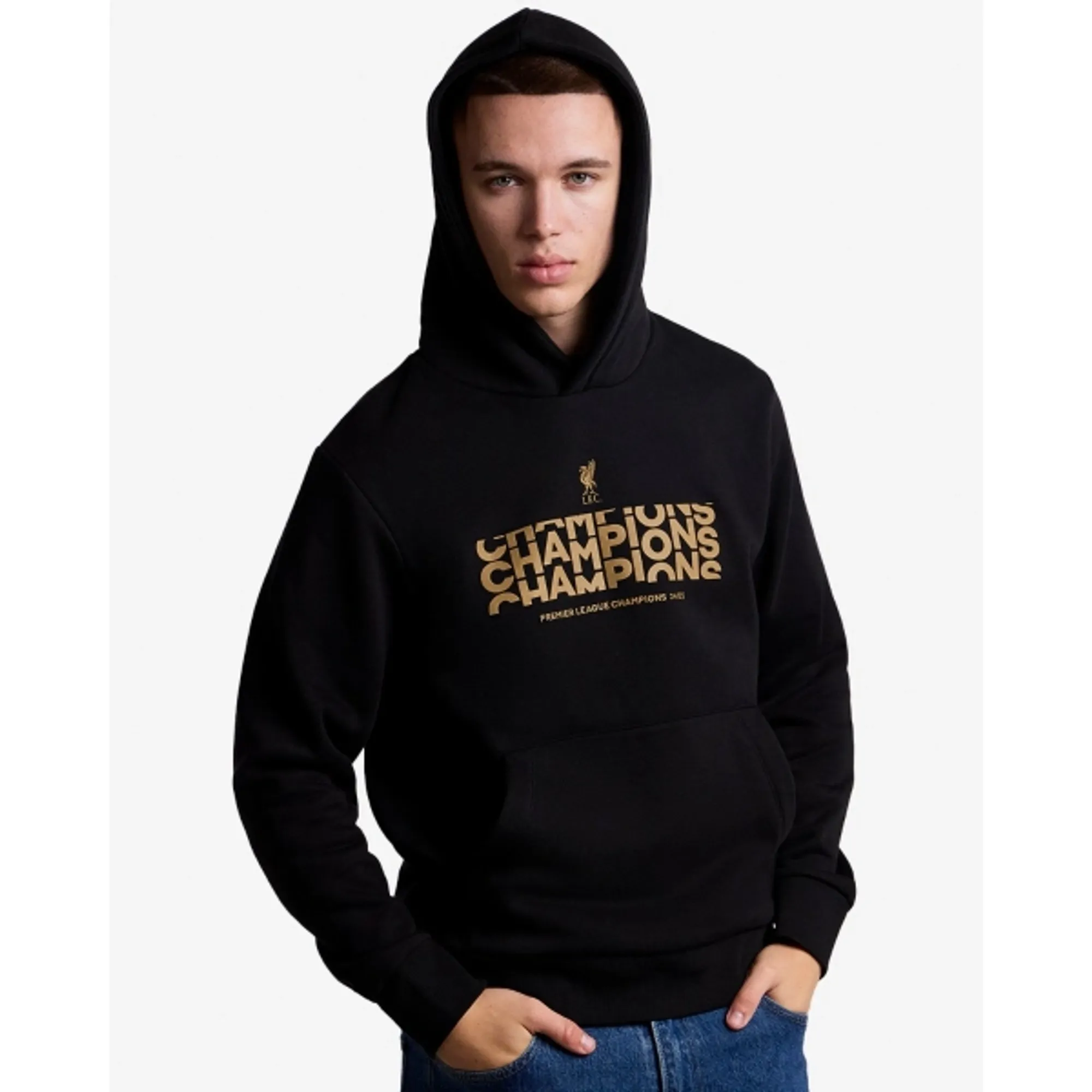 LFC Mens Champions Text Hoody Black