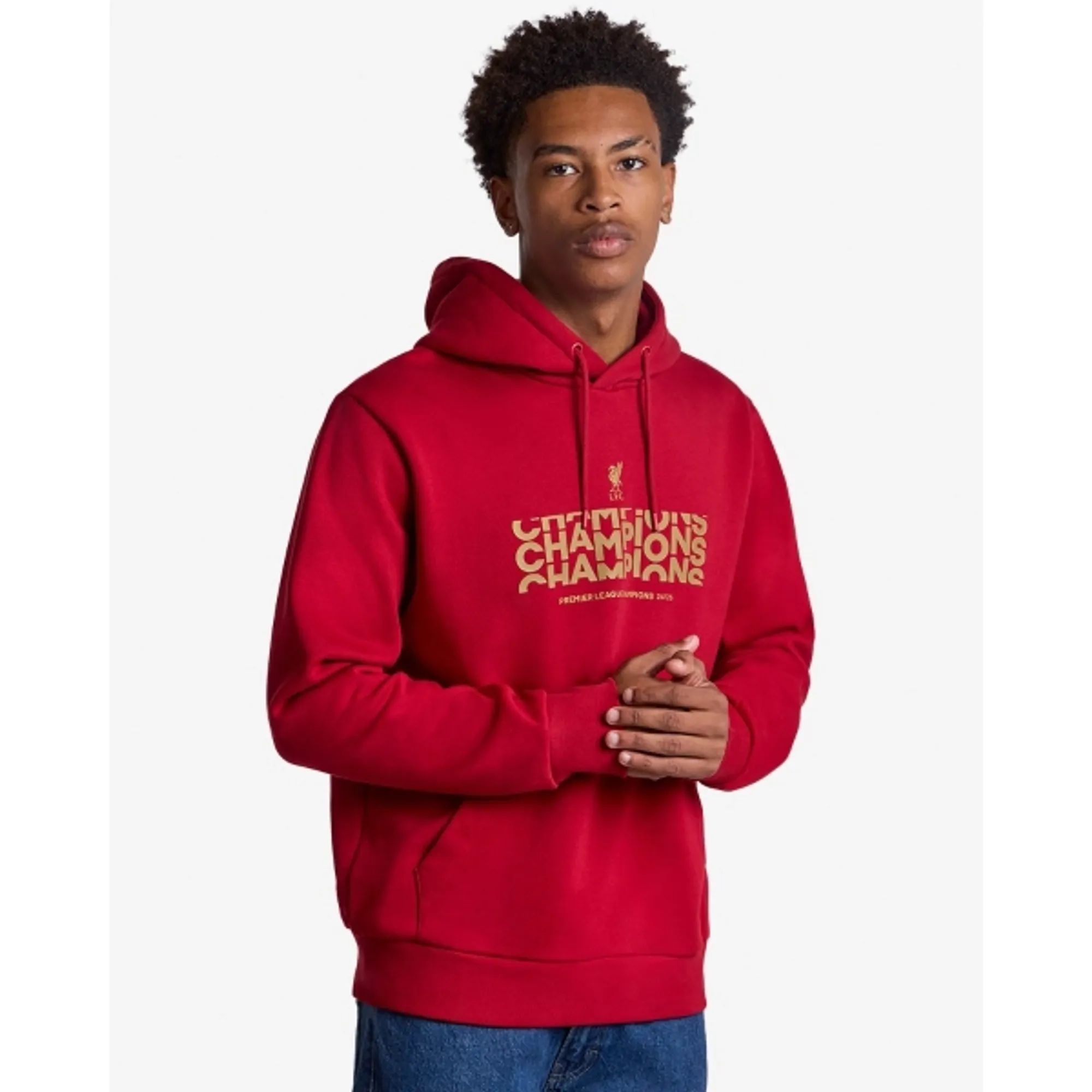LFC Mens Champions Text Hoody Red