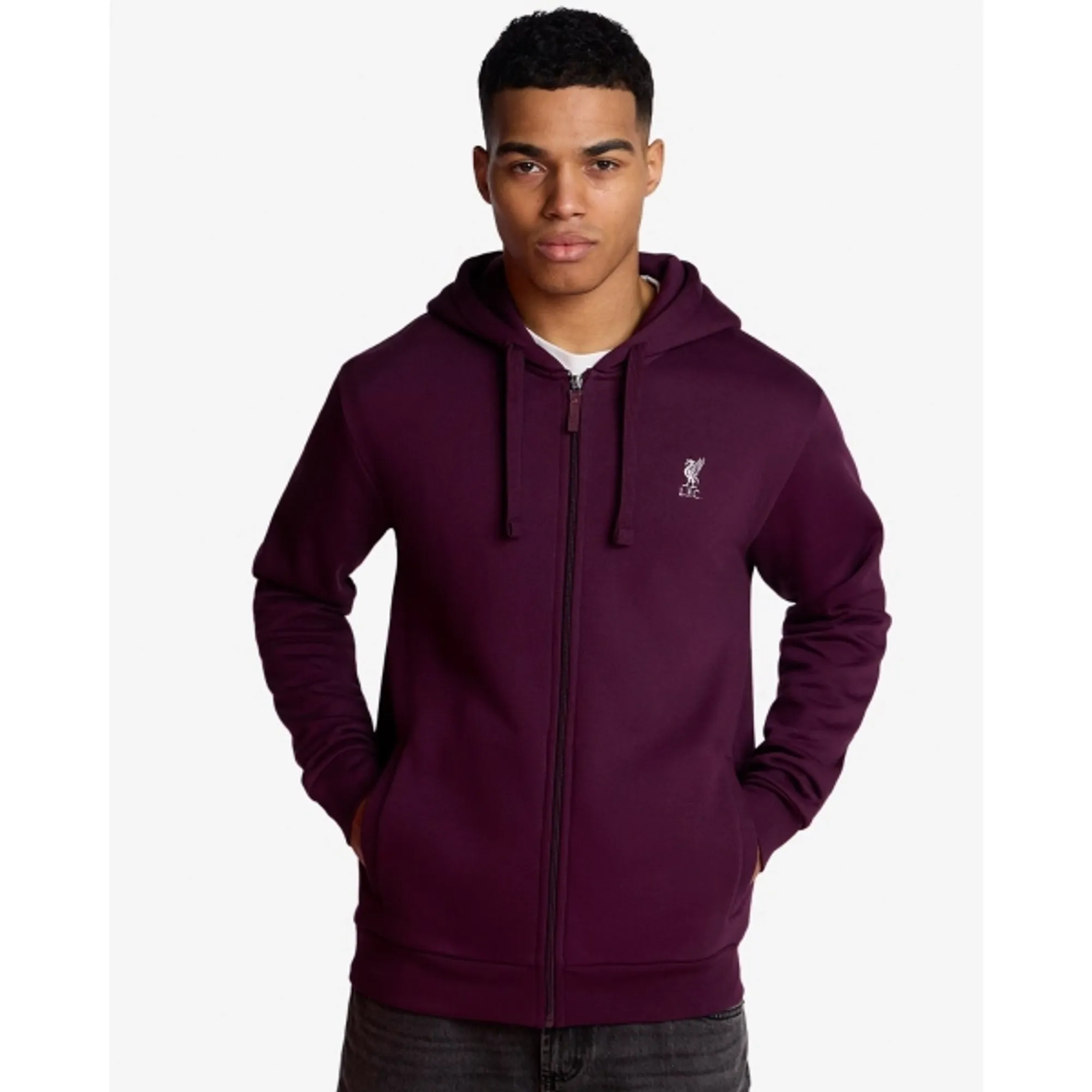 LFC Mens Zip through Hoodie Cherry