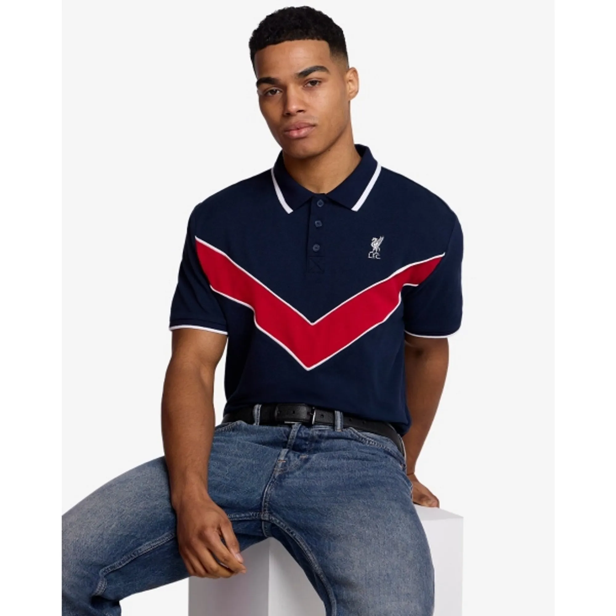 LFC Adults Chevron Polo Shirt Navy