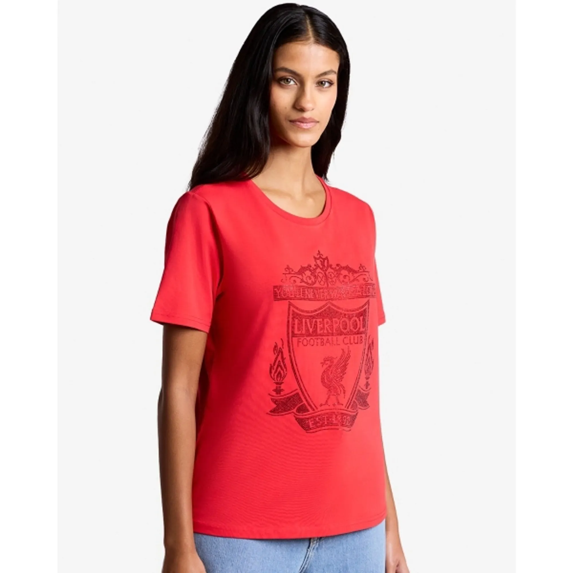 LFC Womens Diamenté Crest Tee Red