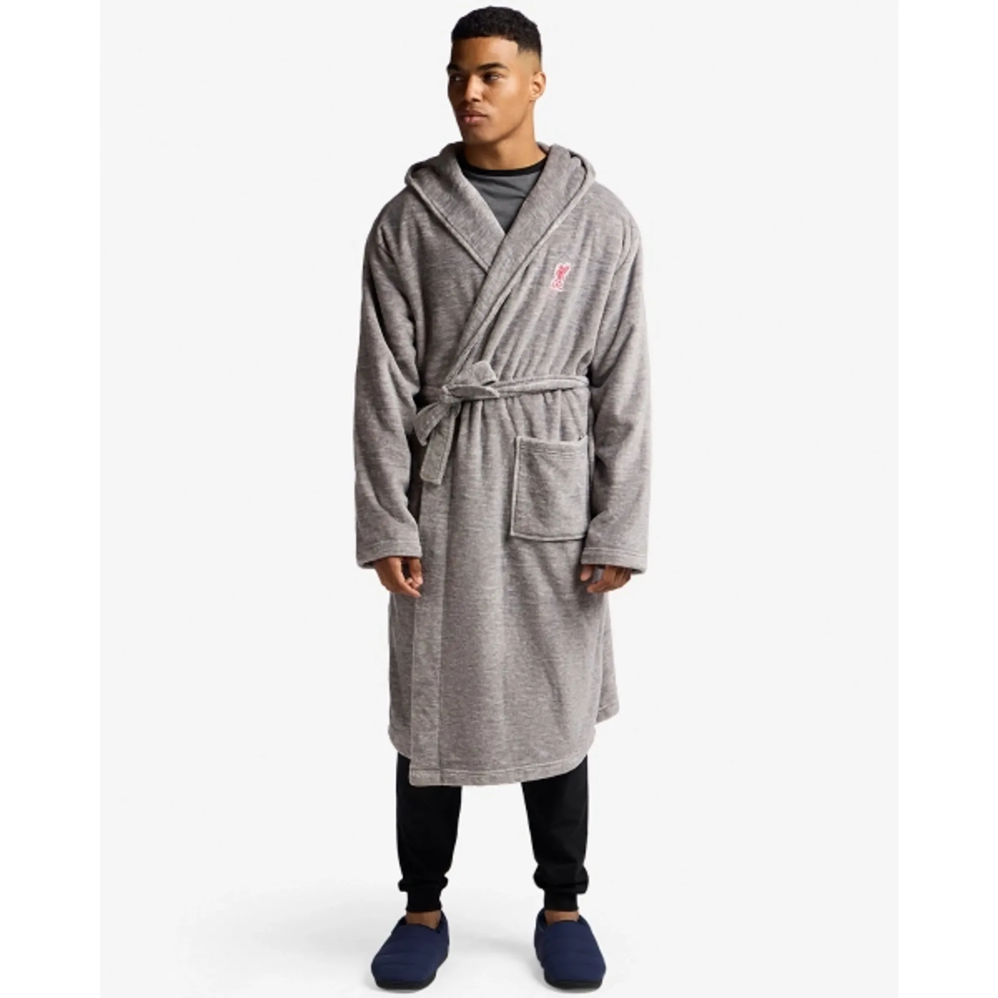 LFC Mens YNWA Hooded Dressing Gown Grey
