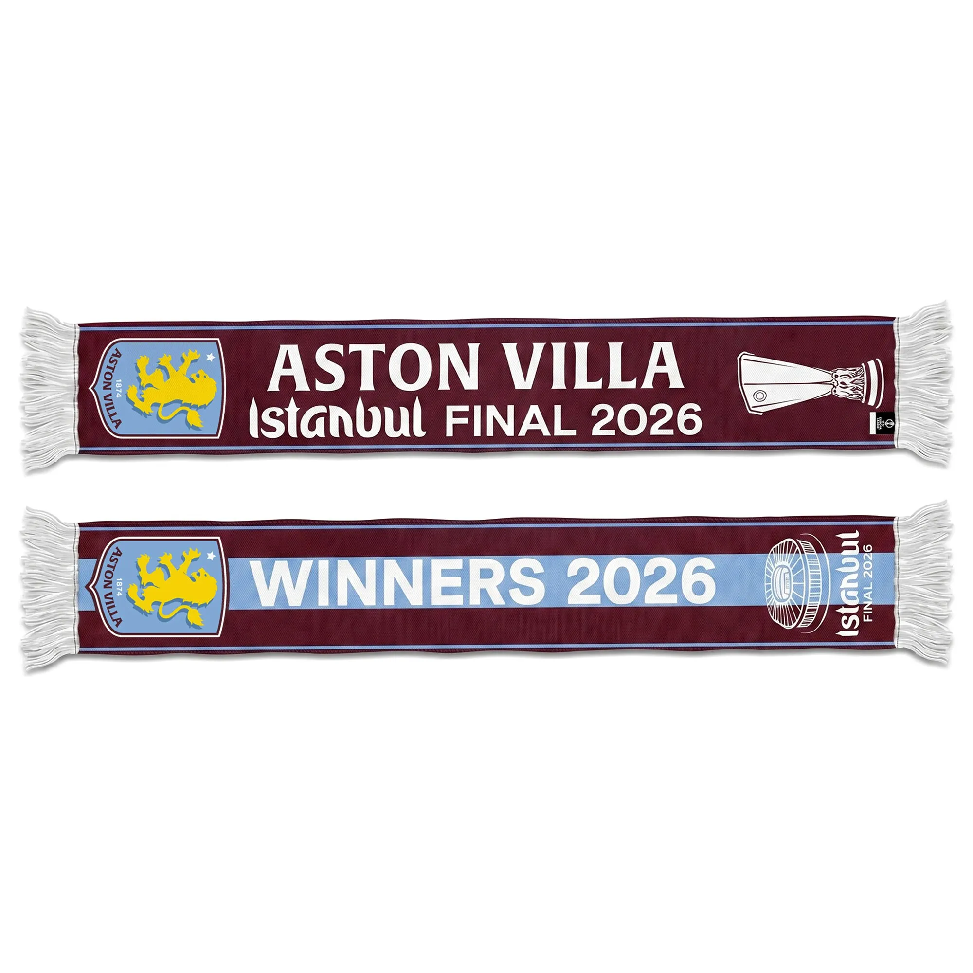 Aston Villa UEFA Europa League Istanbul Final 2026 Winners Scarf - Claret/Blue