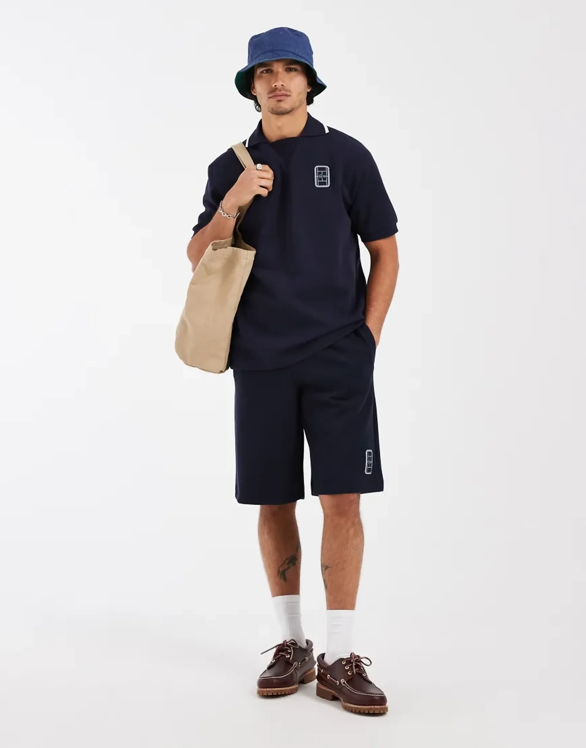 Lacoste Loose Fit Embroidered Badge Piqué Polo Shirt - Navy Blue