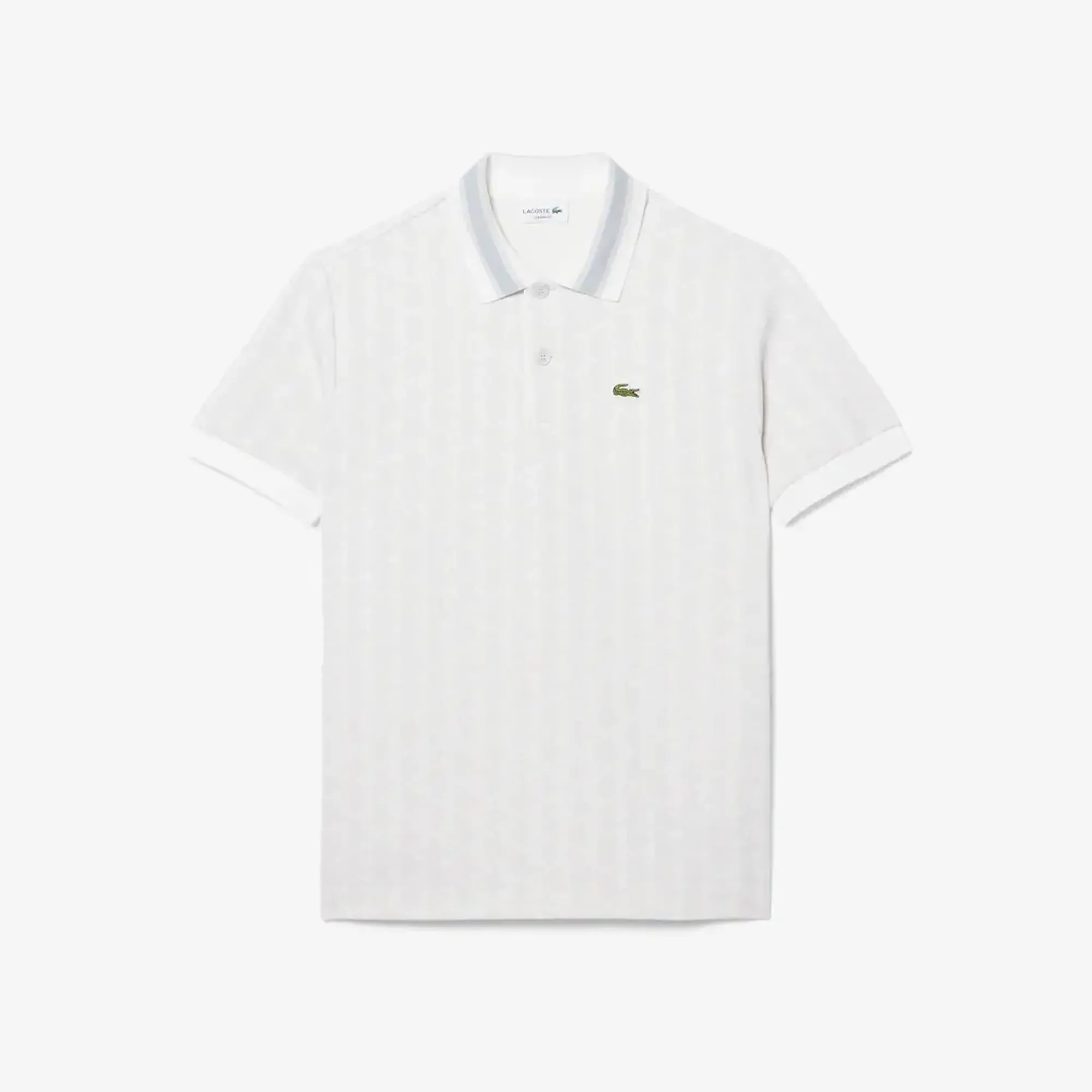 Lacoste Classic Fit Monogram Jacquard Polo Shirt - Gris / Blanc