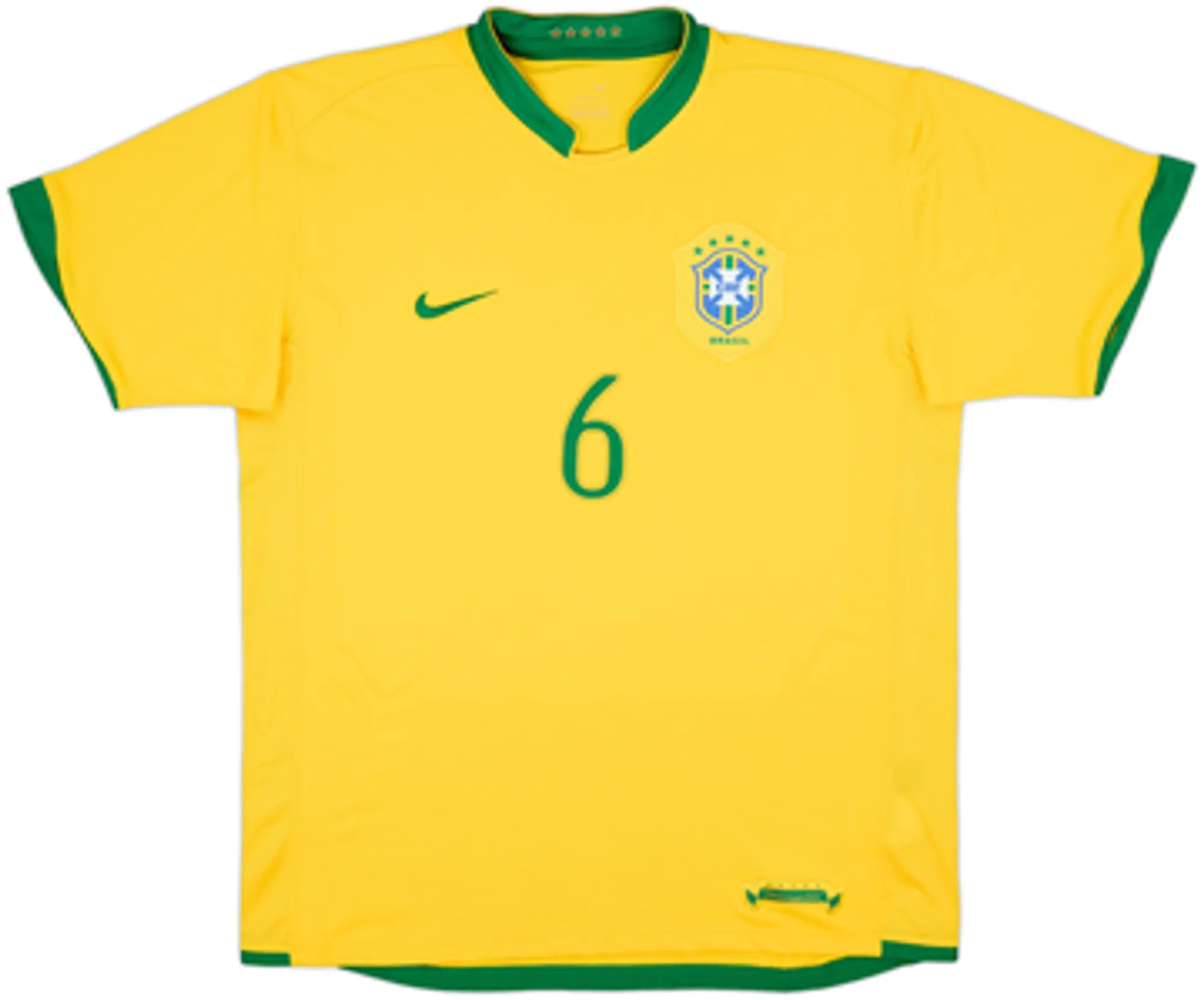 2006-08 Brazil Home Shirt R.Carlos #6EXL
