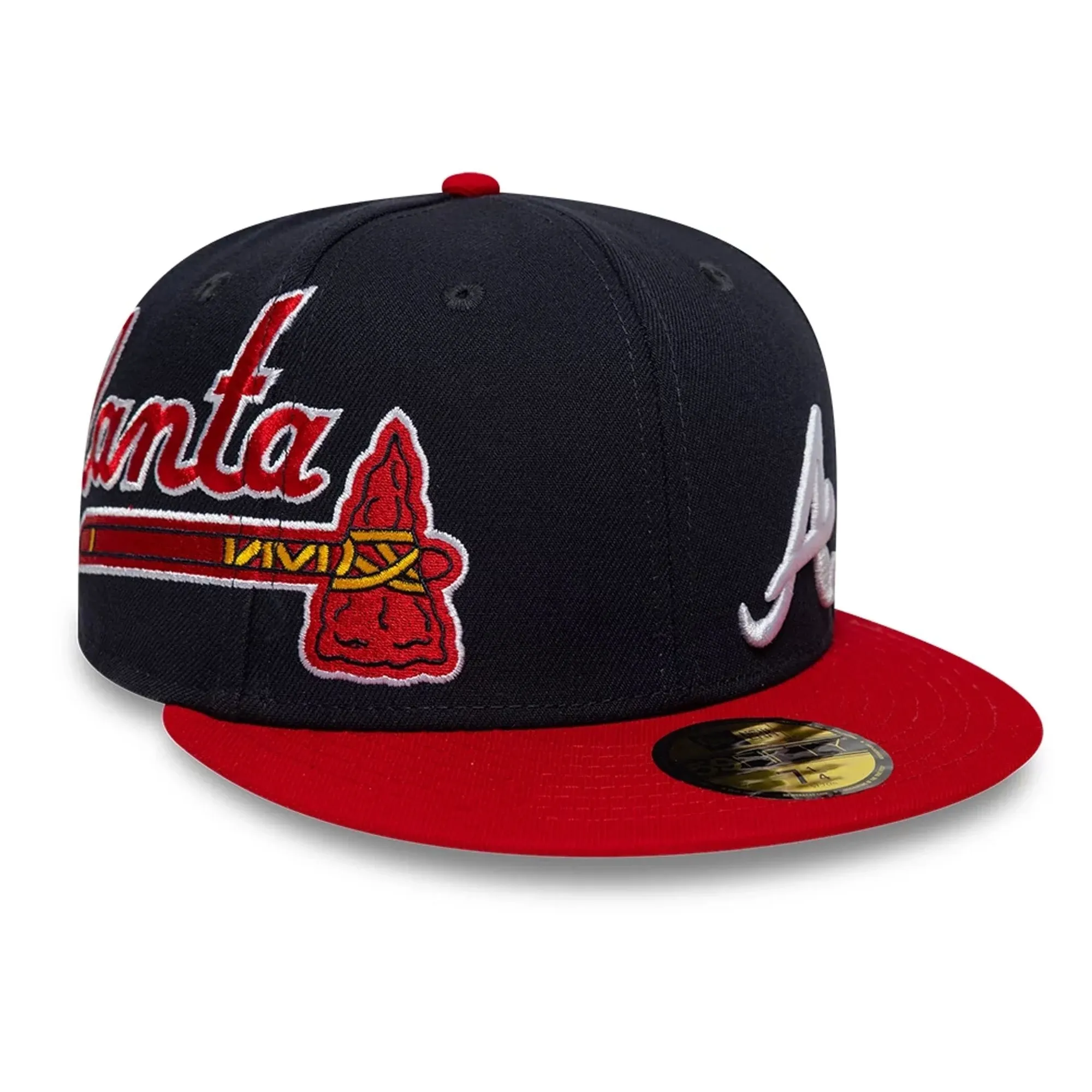 Atlanta Braves MLB Multi Logo Satin Lined Navy 59FIFTY Fitted Cap New Era Cap adult unisex