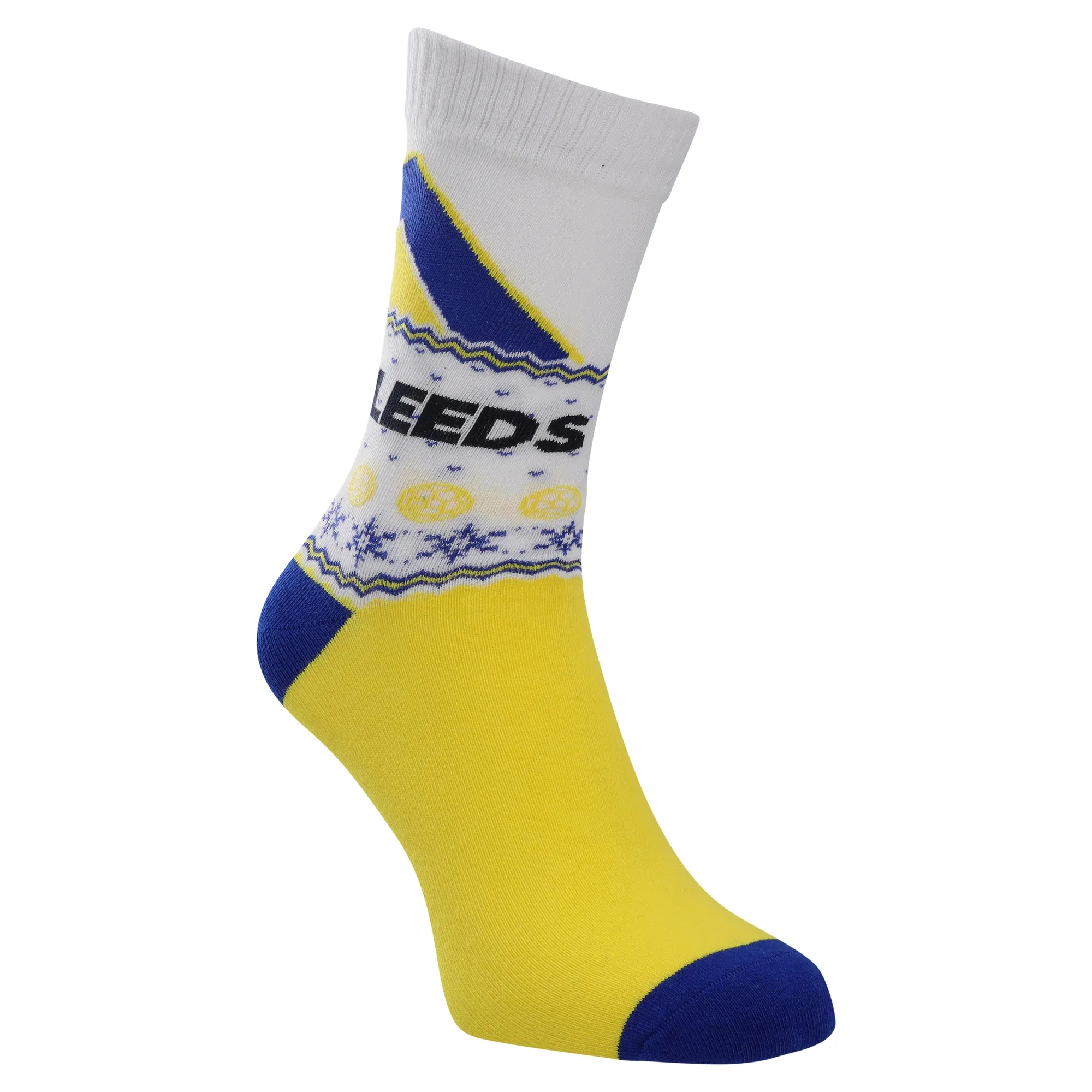 Leeds United Retro Christmas Socks - White - Adults