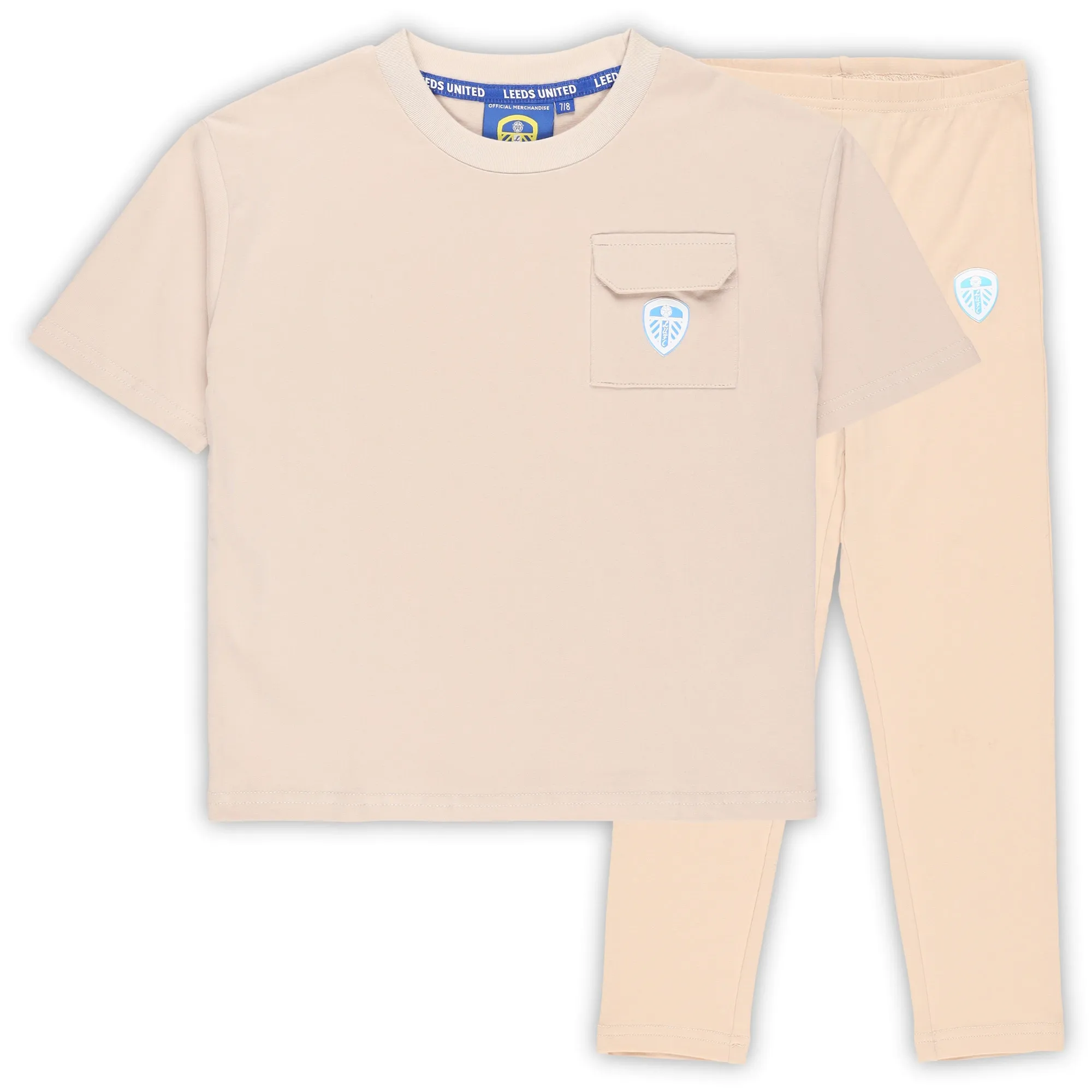 Leeds United Girls Legging And Tee Set - Ecru - Girls